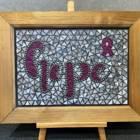 Stained Glass Framed Mosaic 'HOPE' Breast Cancer Tribute