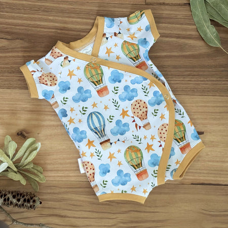Baby Stretch Wrap Romper - Happy Hot Air Balloons