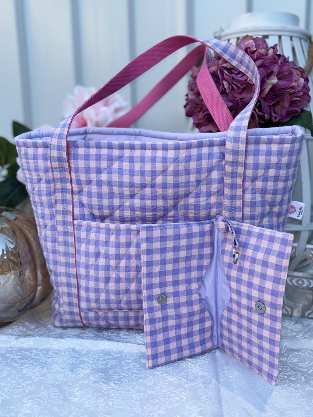 Pink and mauve tote bag