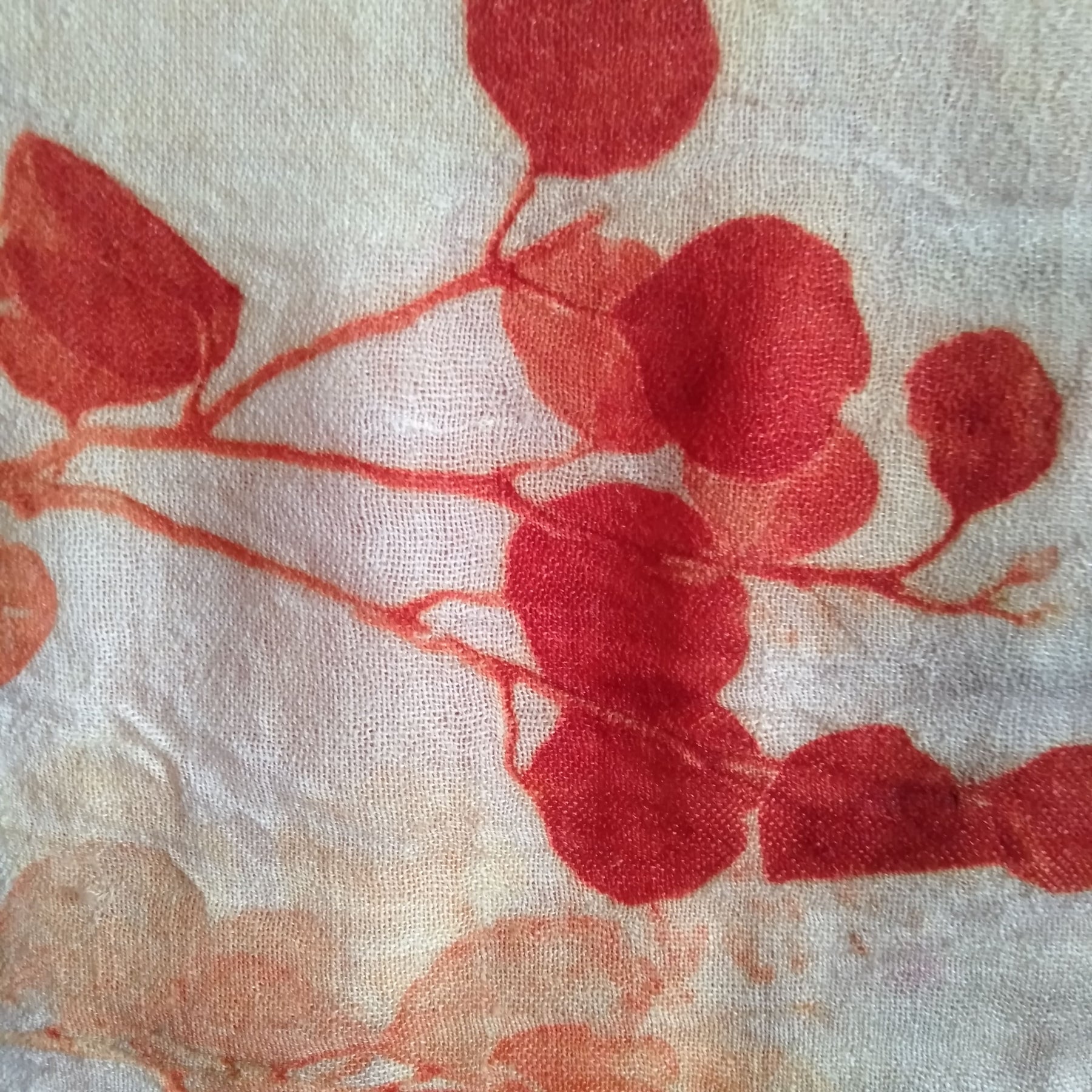 Pure wool scarf eco printed eucalyptus