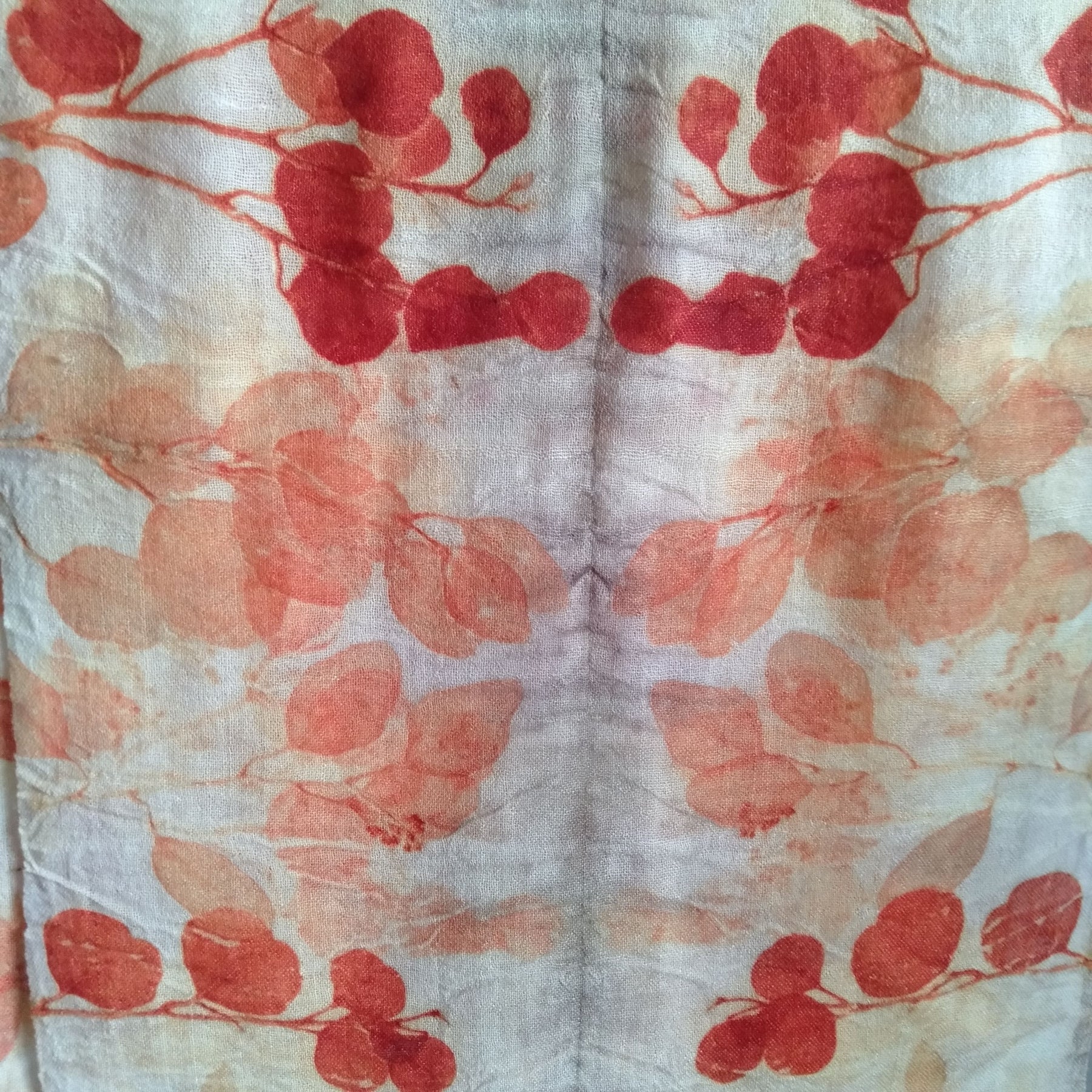 Pure wool scarf eco printed eucalyptus