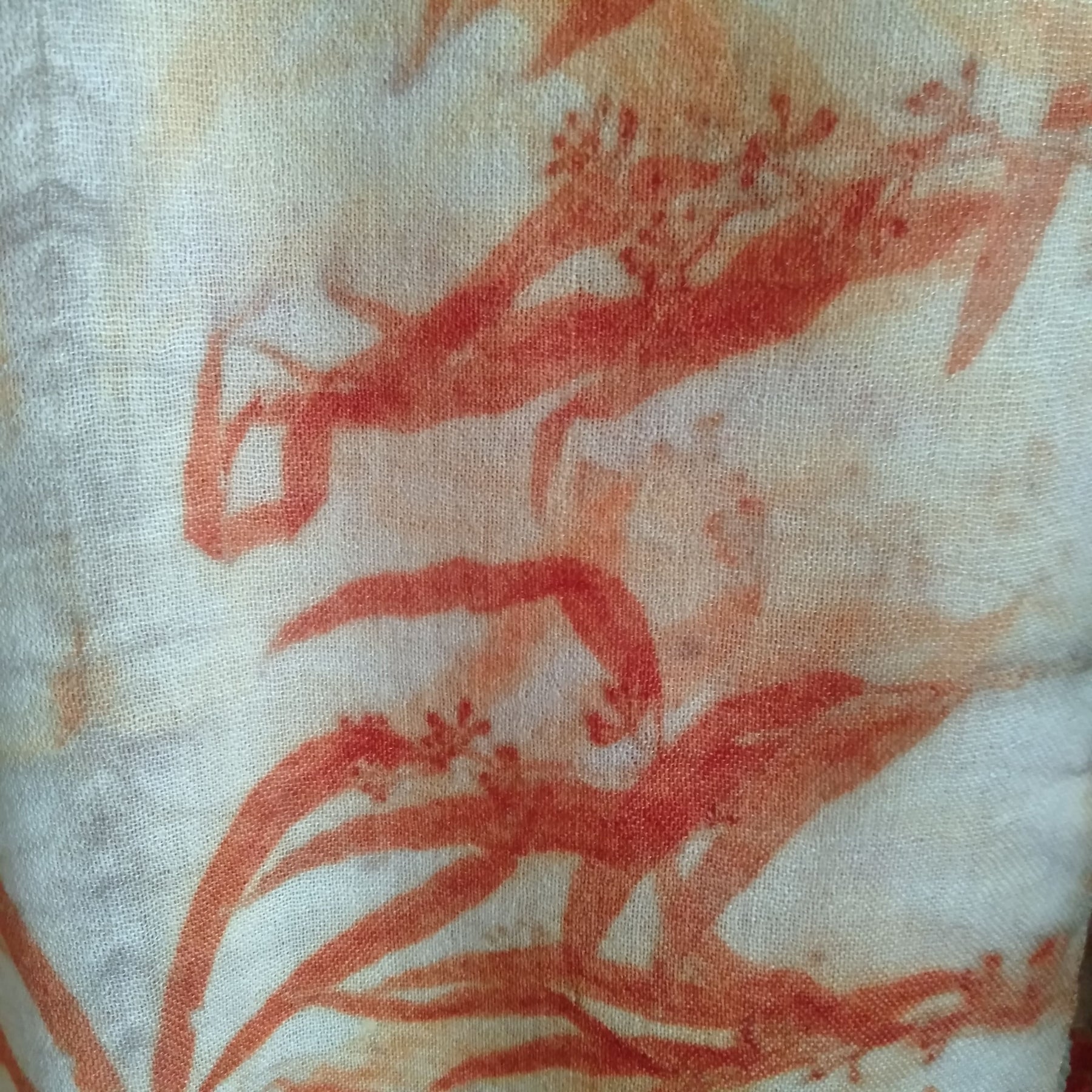 Pure merino wool scarf ecoprinted eucalyptus leaves