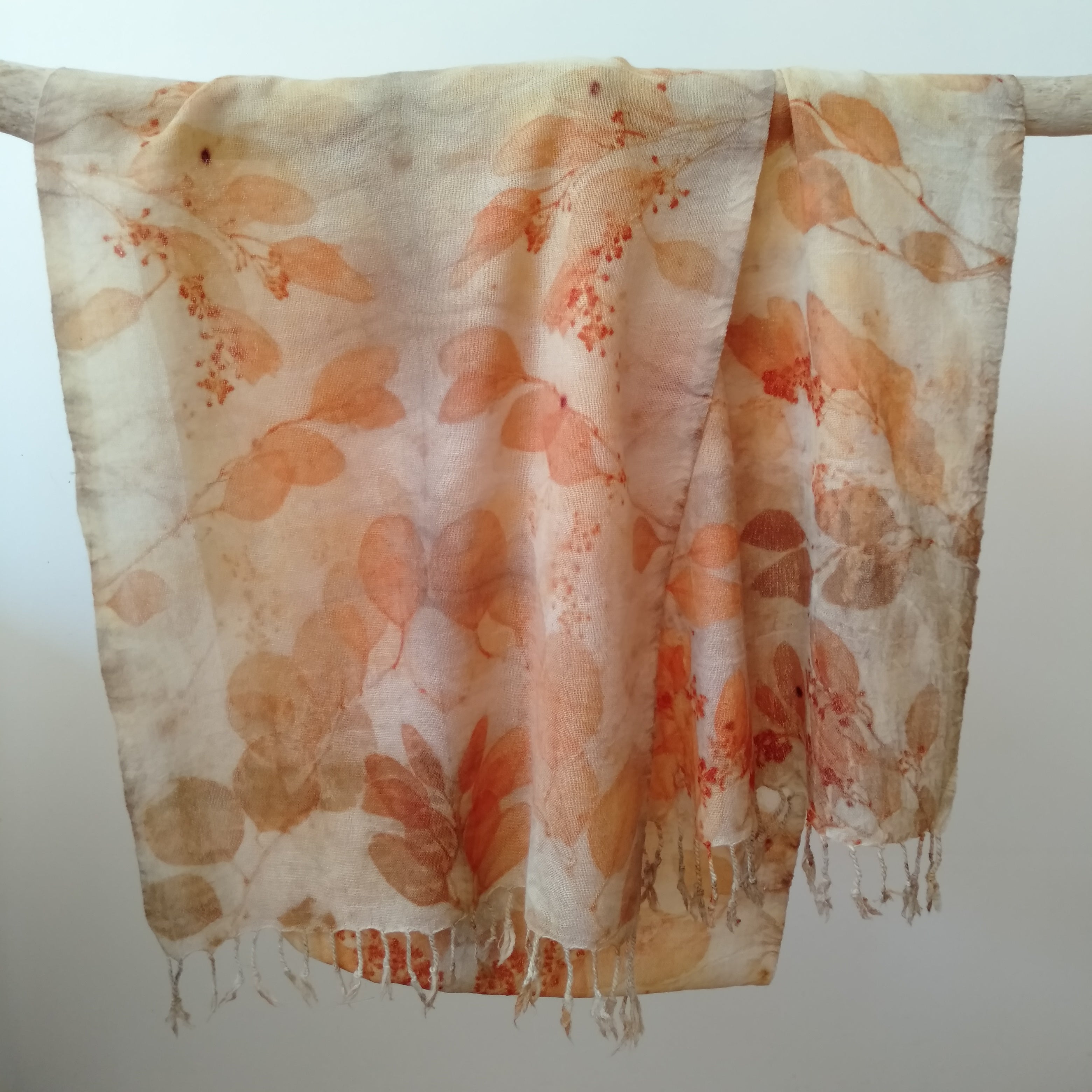 Pure wool luxury scarf ecoprinted