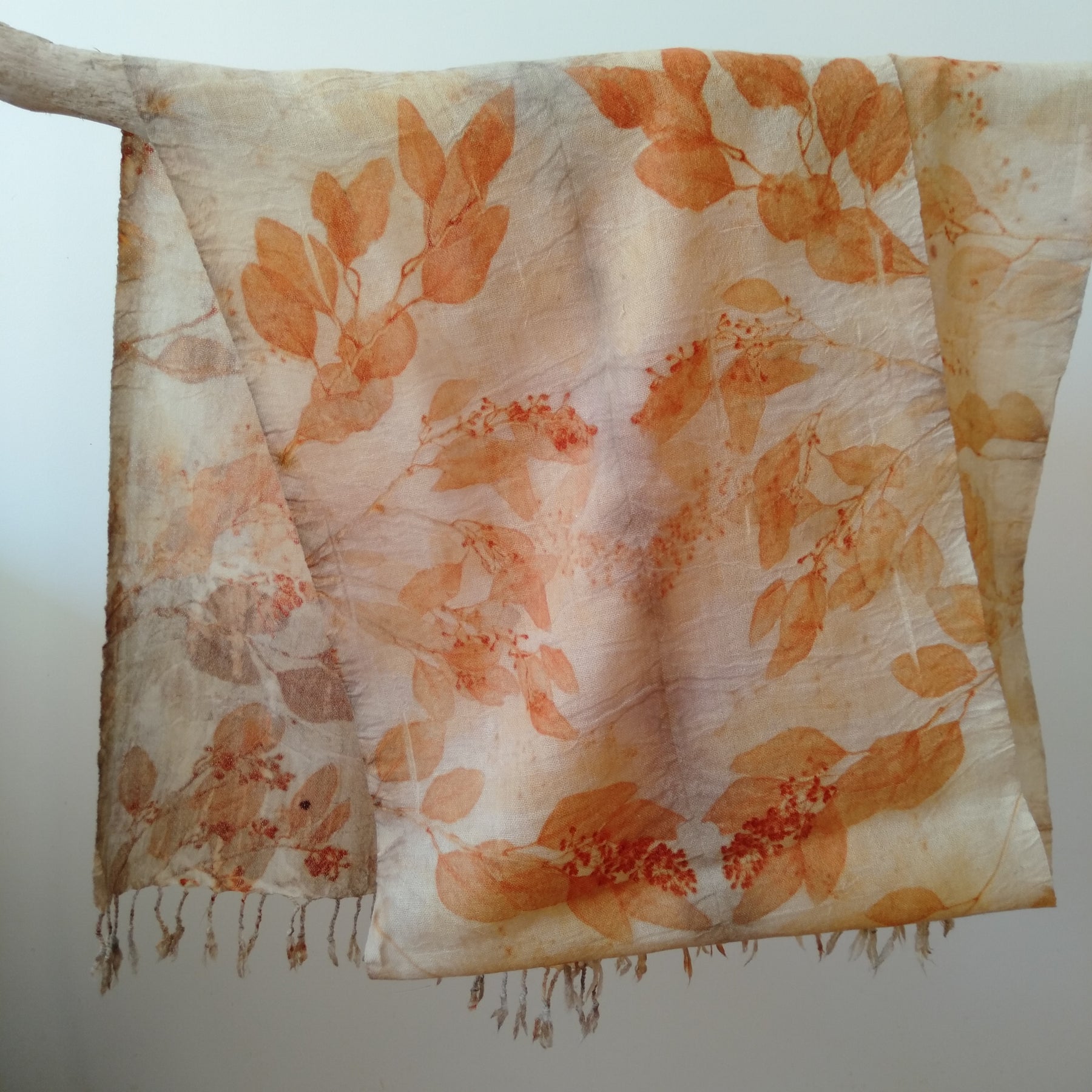Pure wool luxury scarf ecoprinted