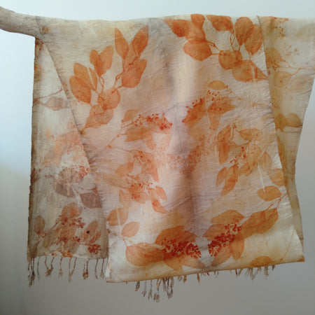 Pure wool luxury scarf ecoprinted