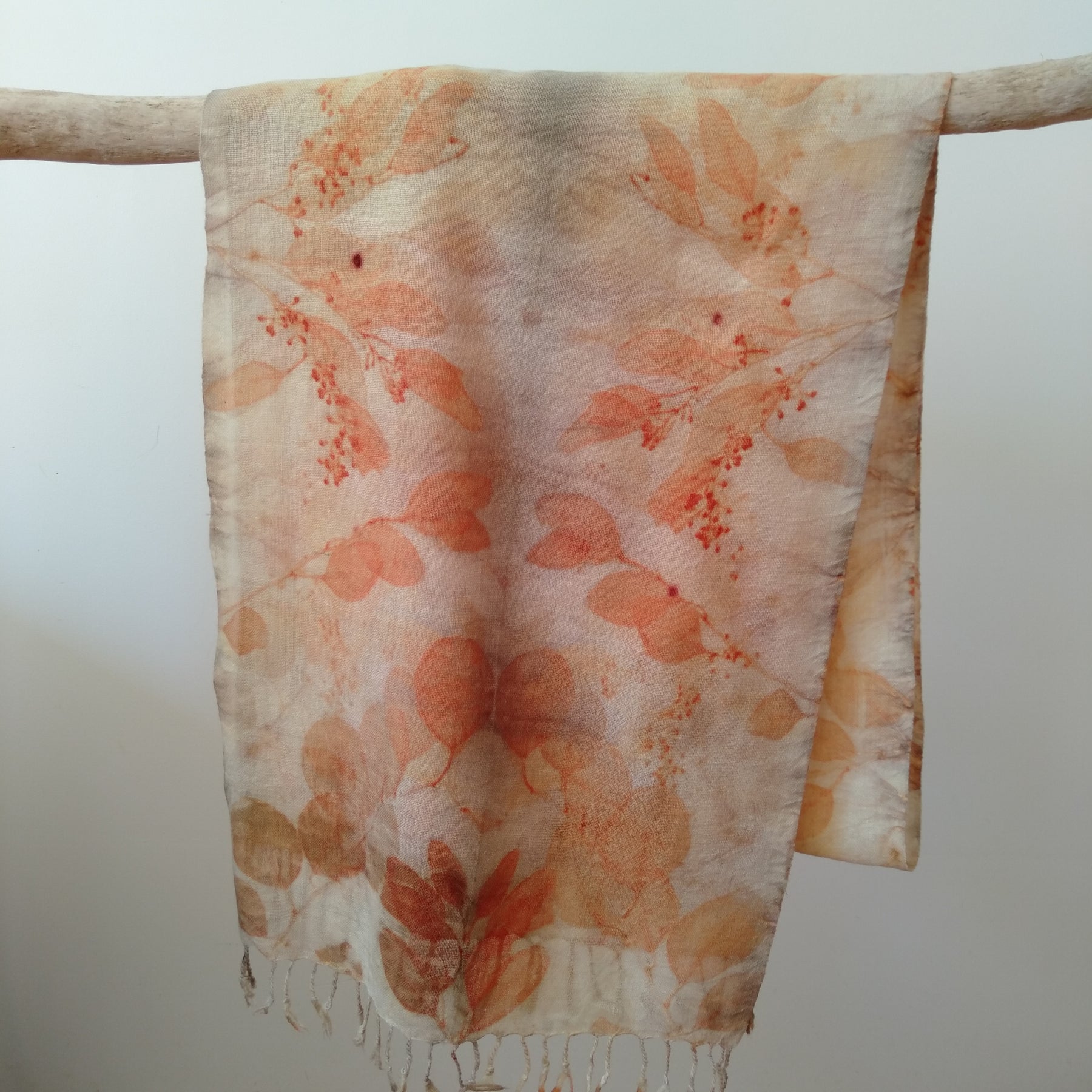 Pure wool luxury scarf ecoprinted