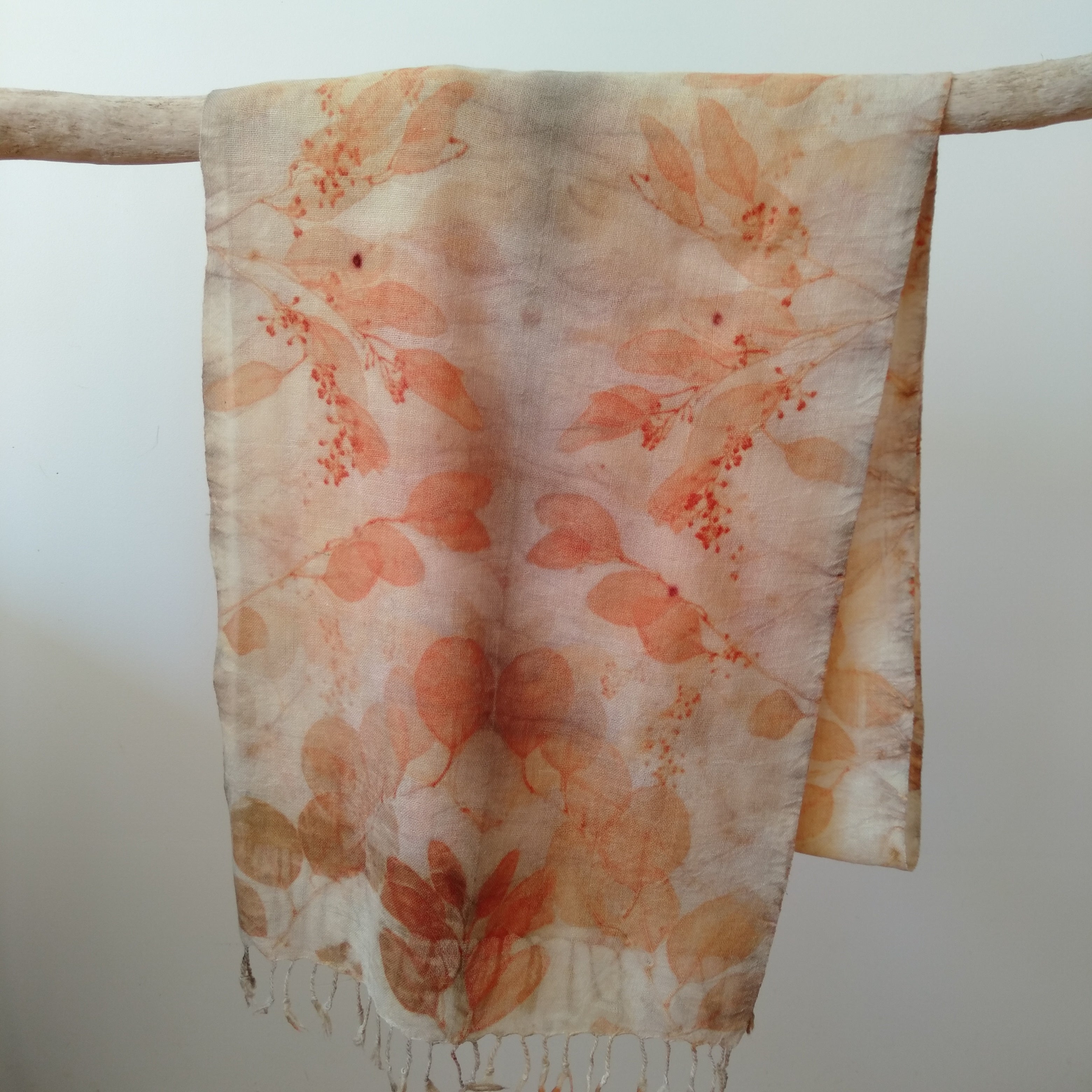 Pure wool luxury scarf ecoprinted