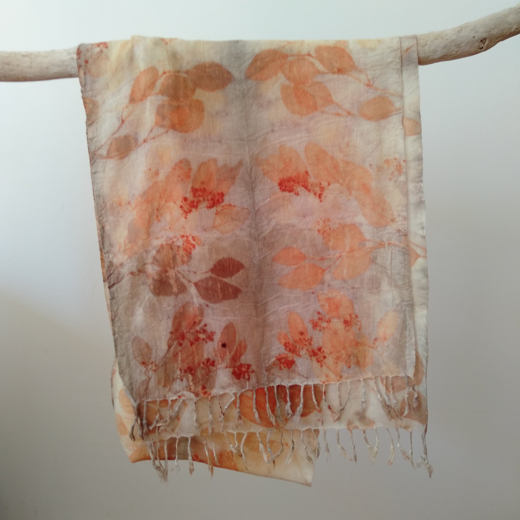 Pure wool luxury scarf ecoprinted