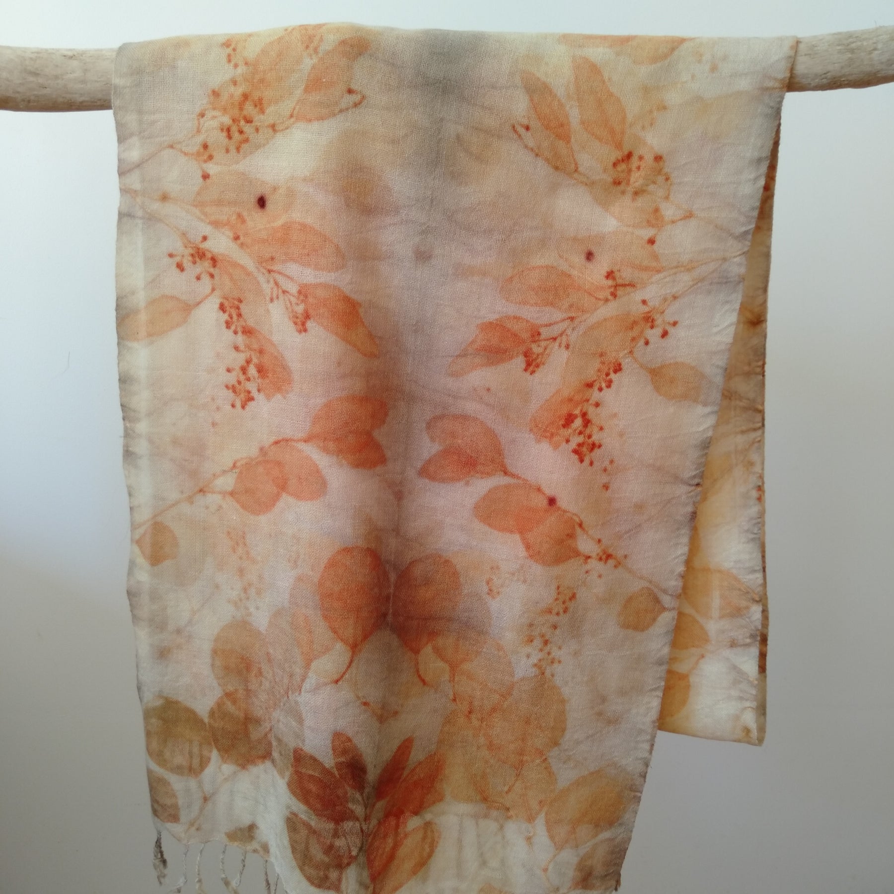 Pure wool luxury scarf ecoprinted