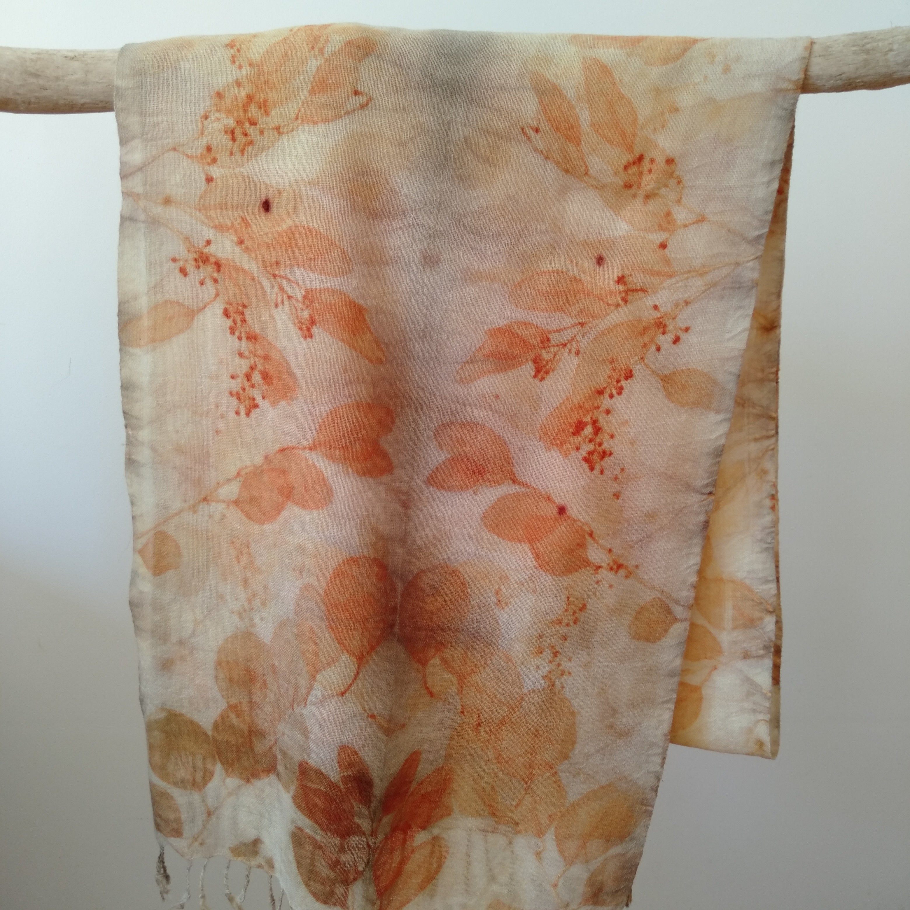 Pure wool luxury scarf ecoprinted