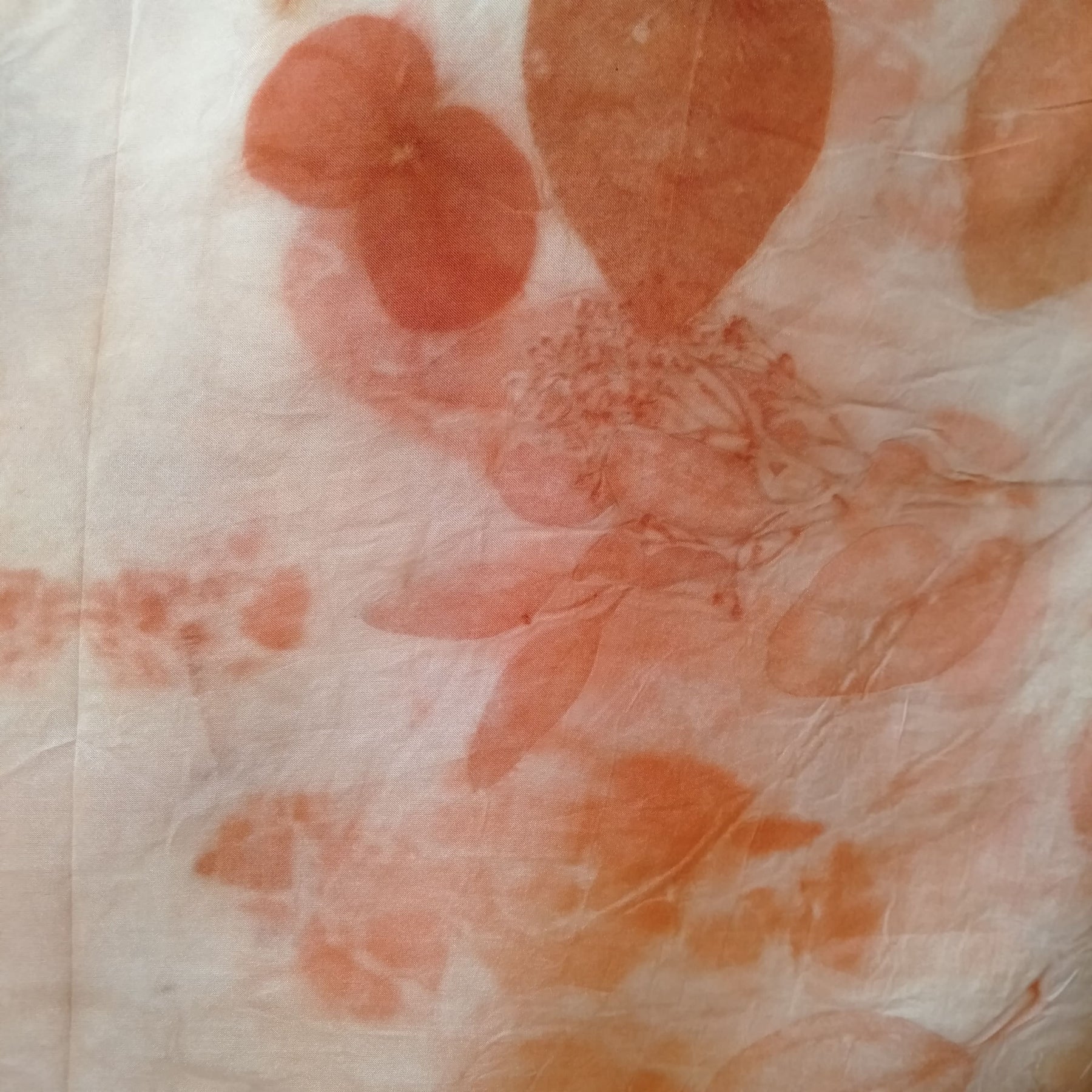 Silk square scarf ecoprinted with eucalyptus