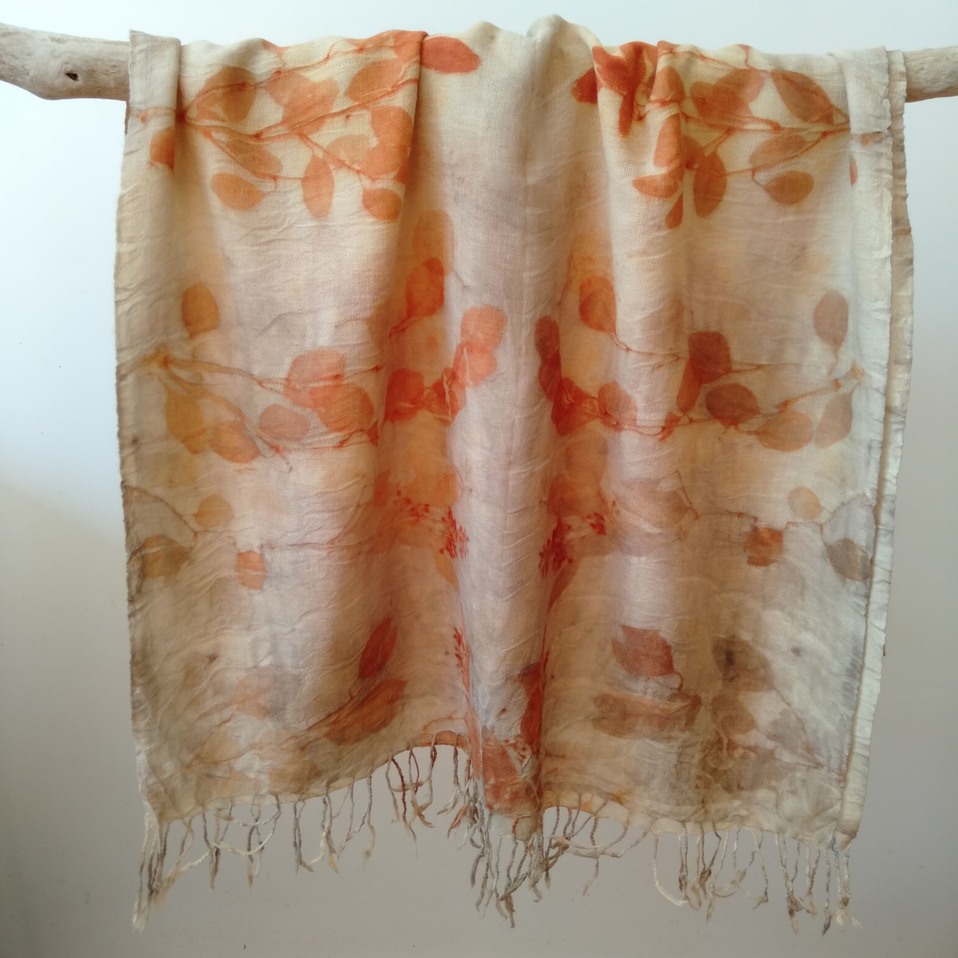 SOLD Pure merino wool fine wrap ecoprinted