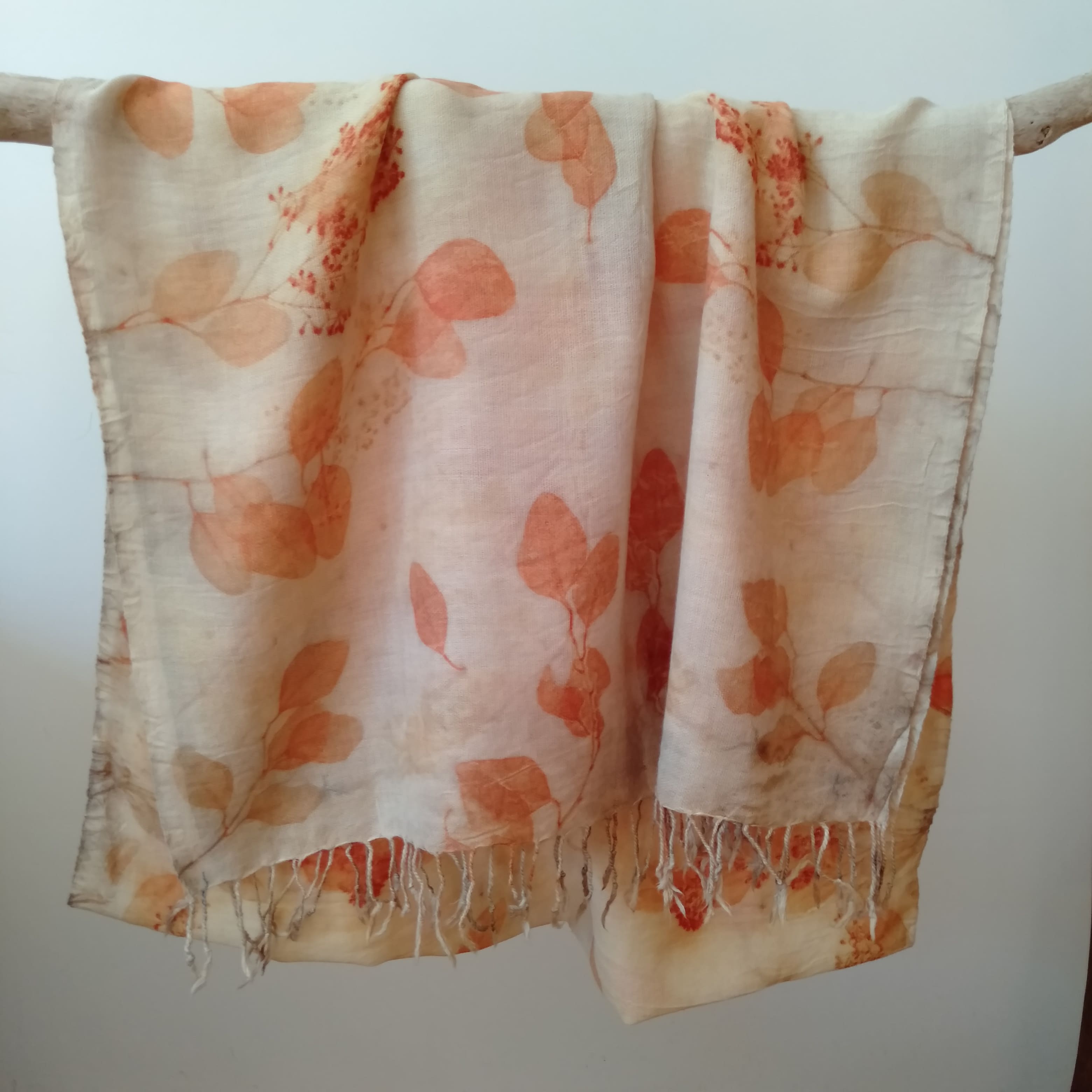 Pure merino wool fine wrap ecoprinted