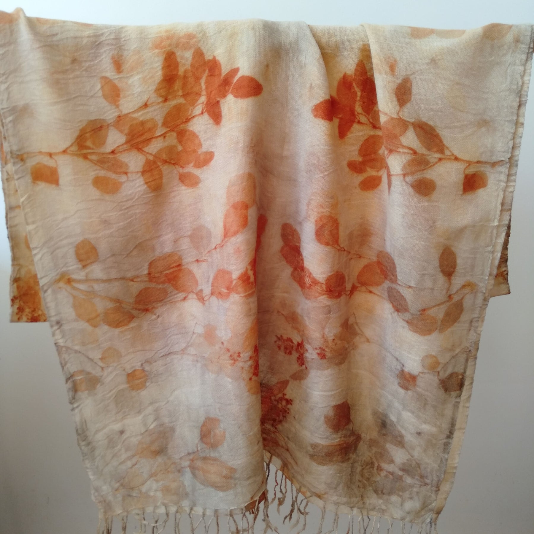 Pure merino wool fine wrap ecoprinted