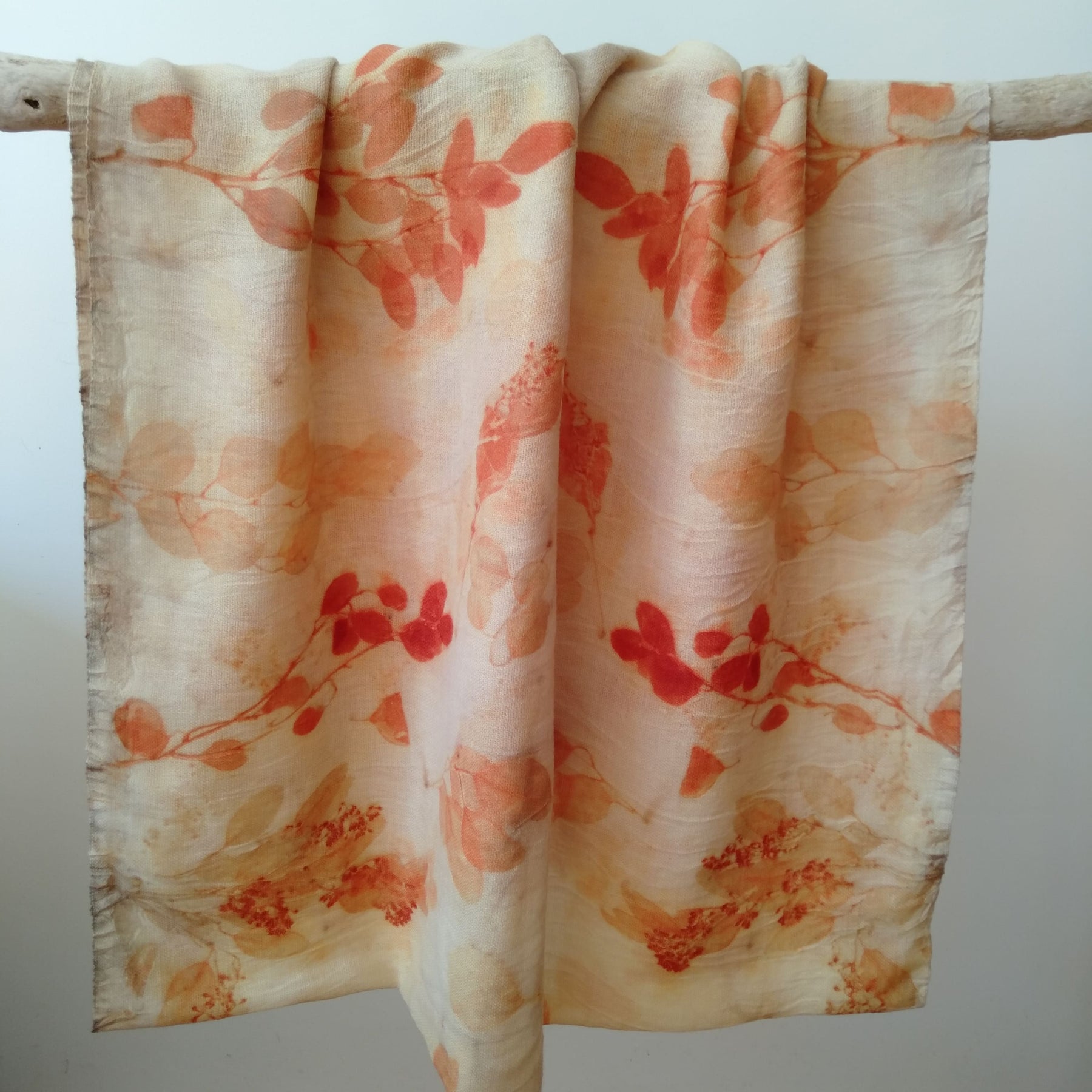 Pure merino wool fine wrap ecoprinted