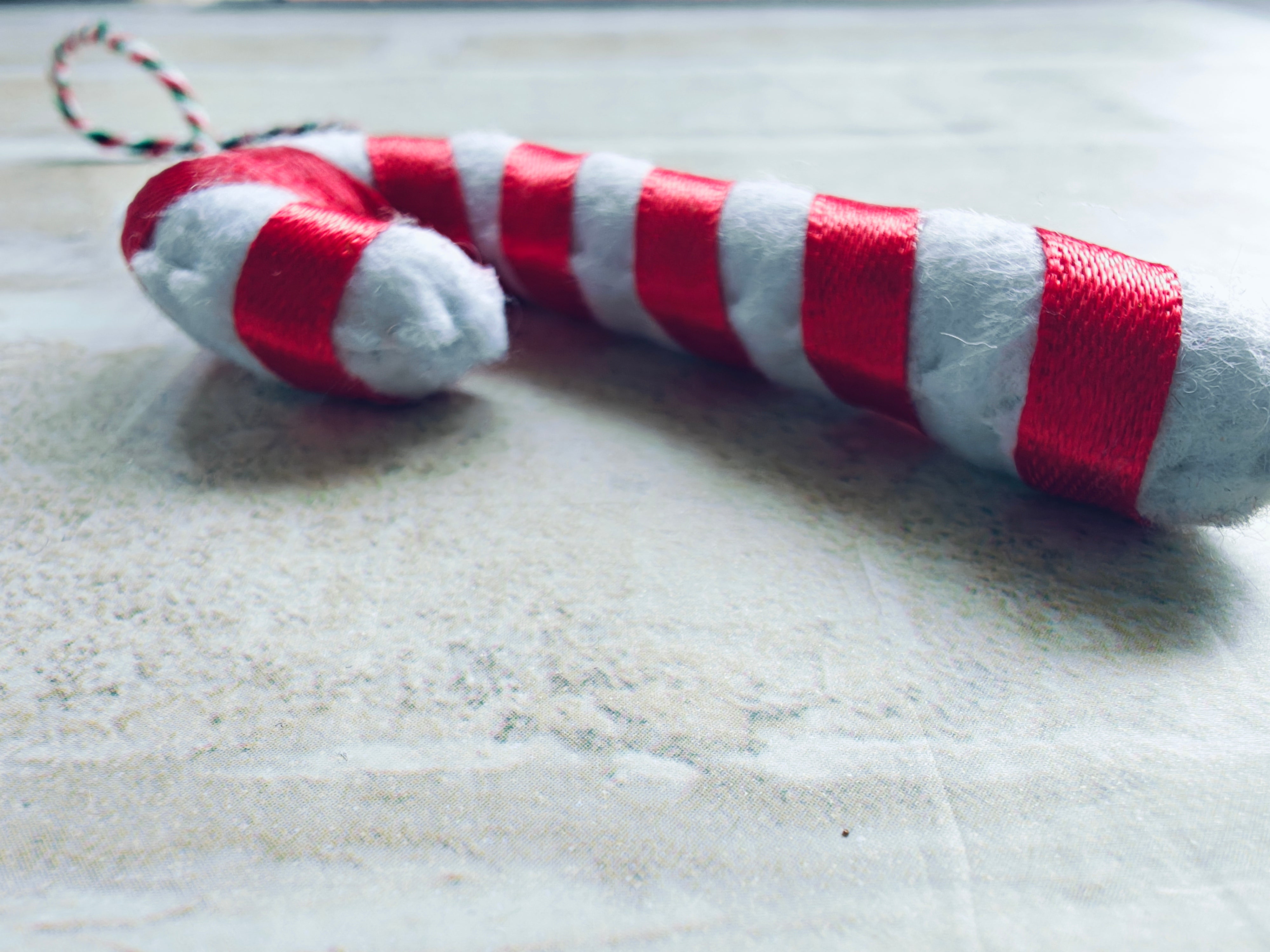 Personalised felt candy cane christmas tree ornament