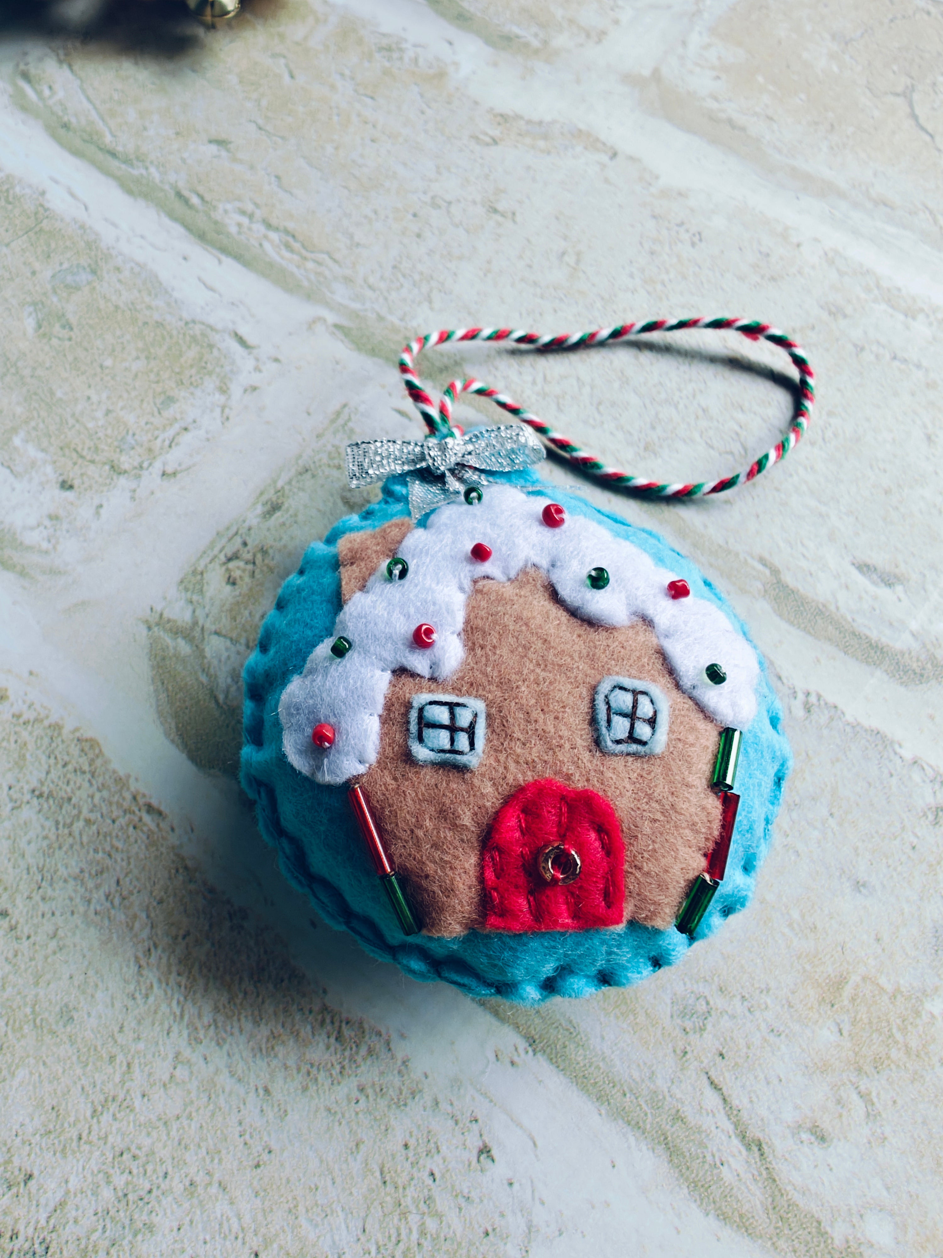 Felt Gingerbread House christmas ornament
