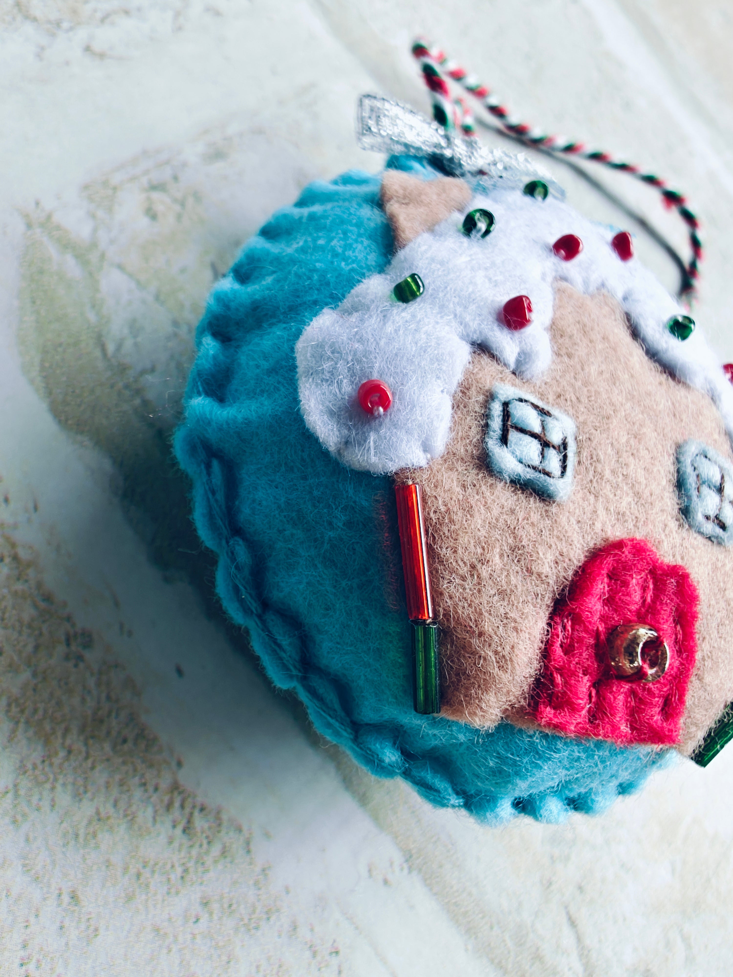 Felt Gingerbread House christmas ornament