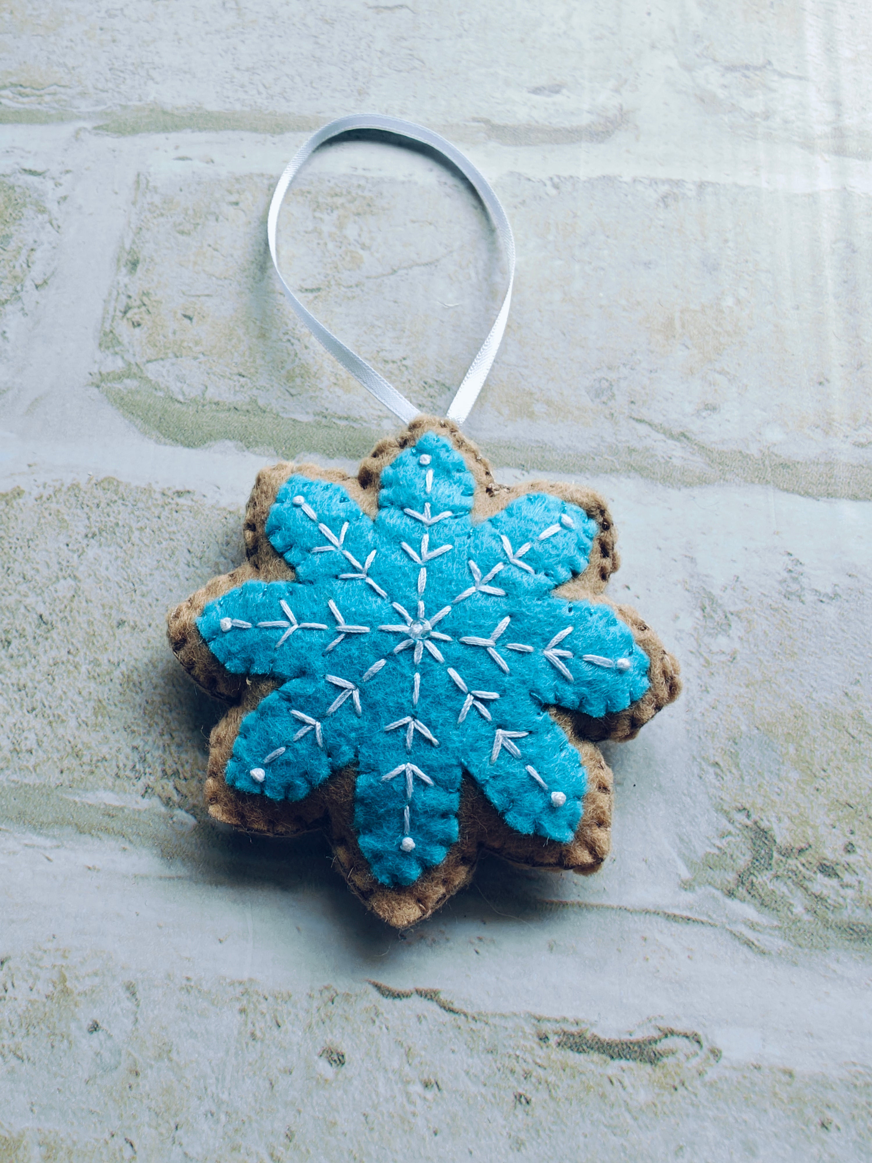Felt Snowflake cookie christmas ornament