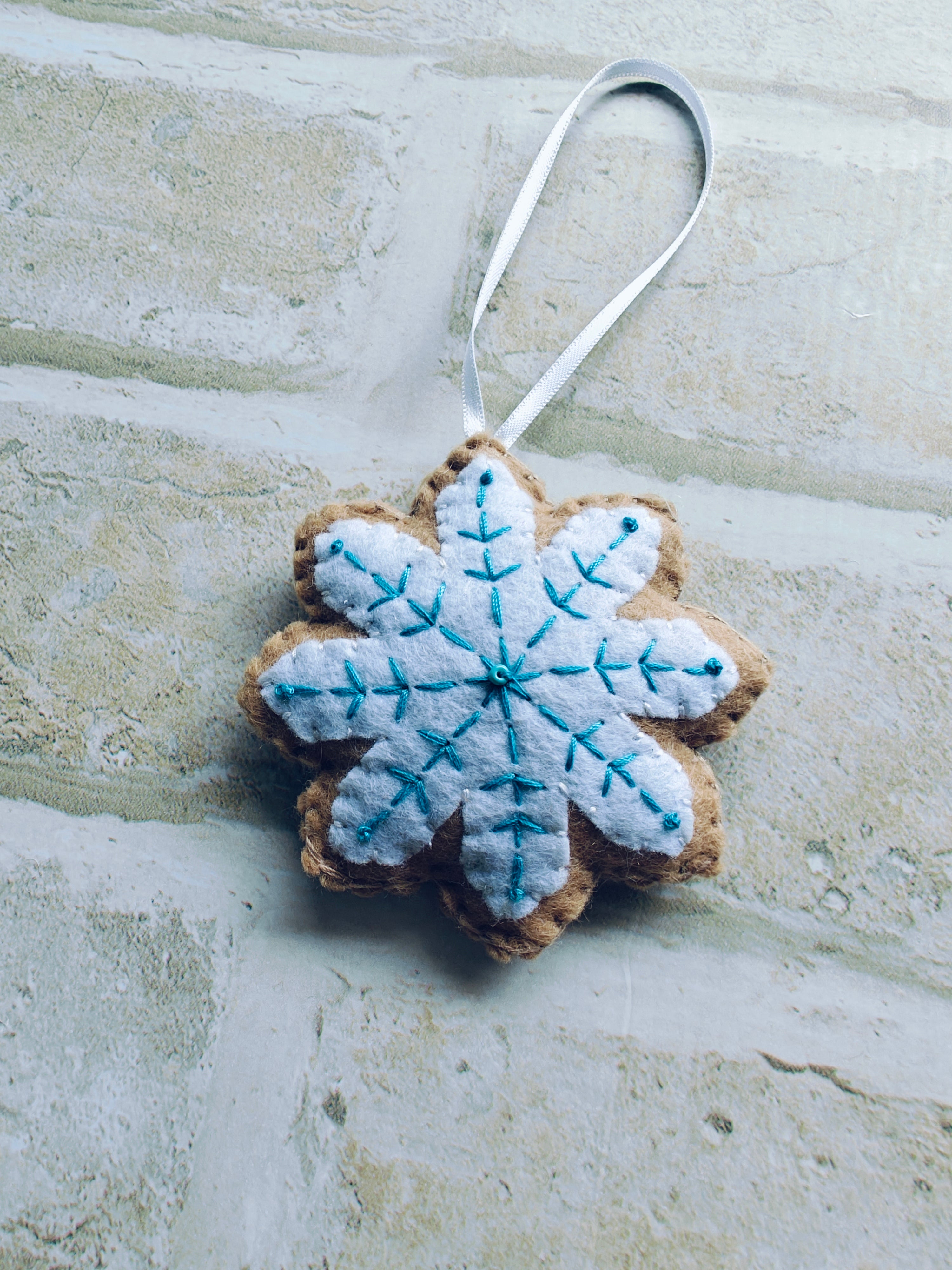 Felt Snowflake cookie christmas ornament