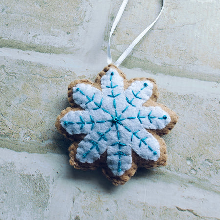 Felt Snowflake cookie christmas ornament