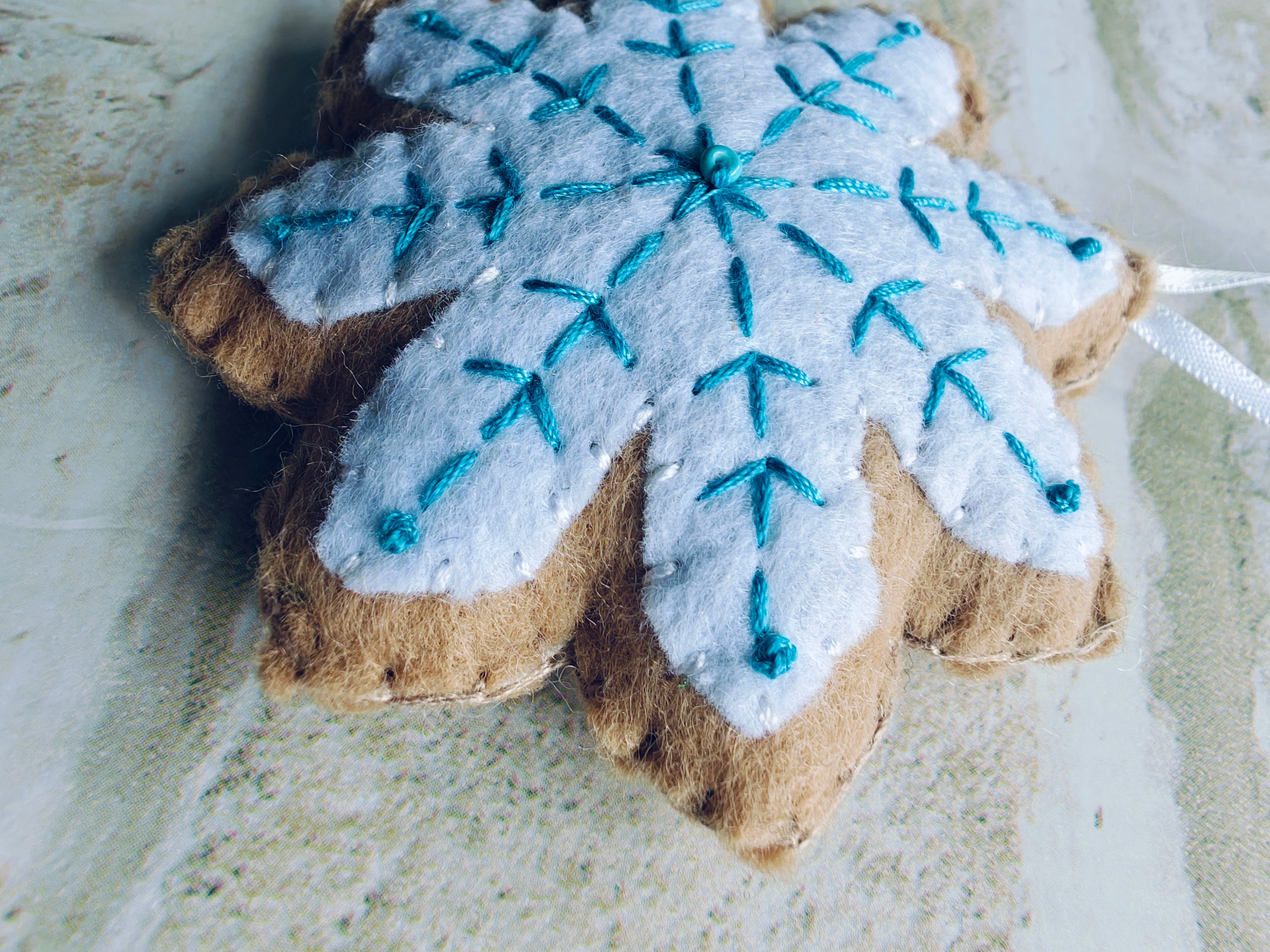 Felt Snowflake cookie christmas ornament