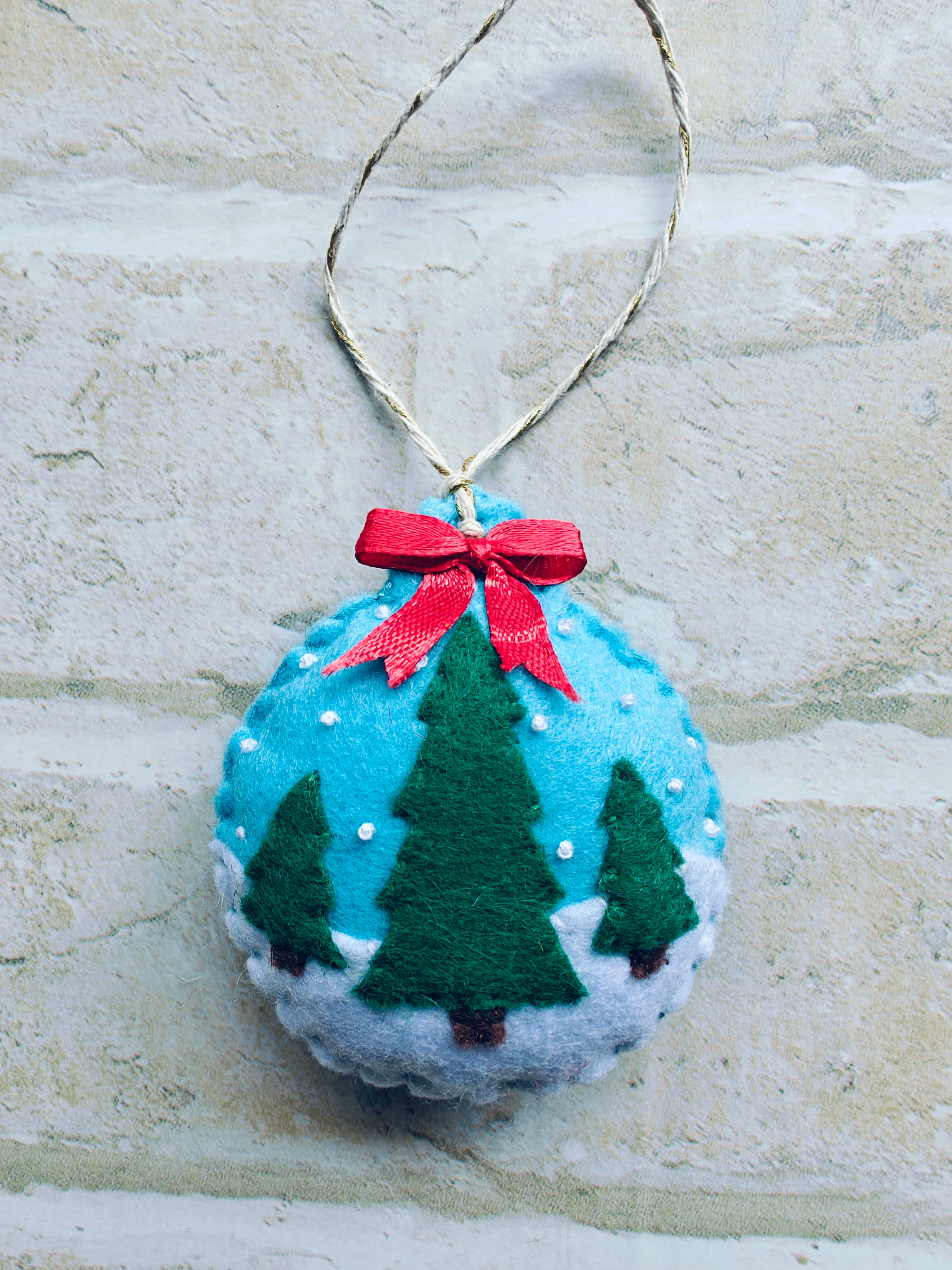 Felt winter pine christmas ornament