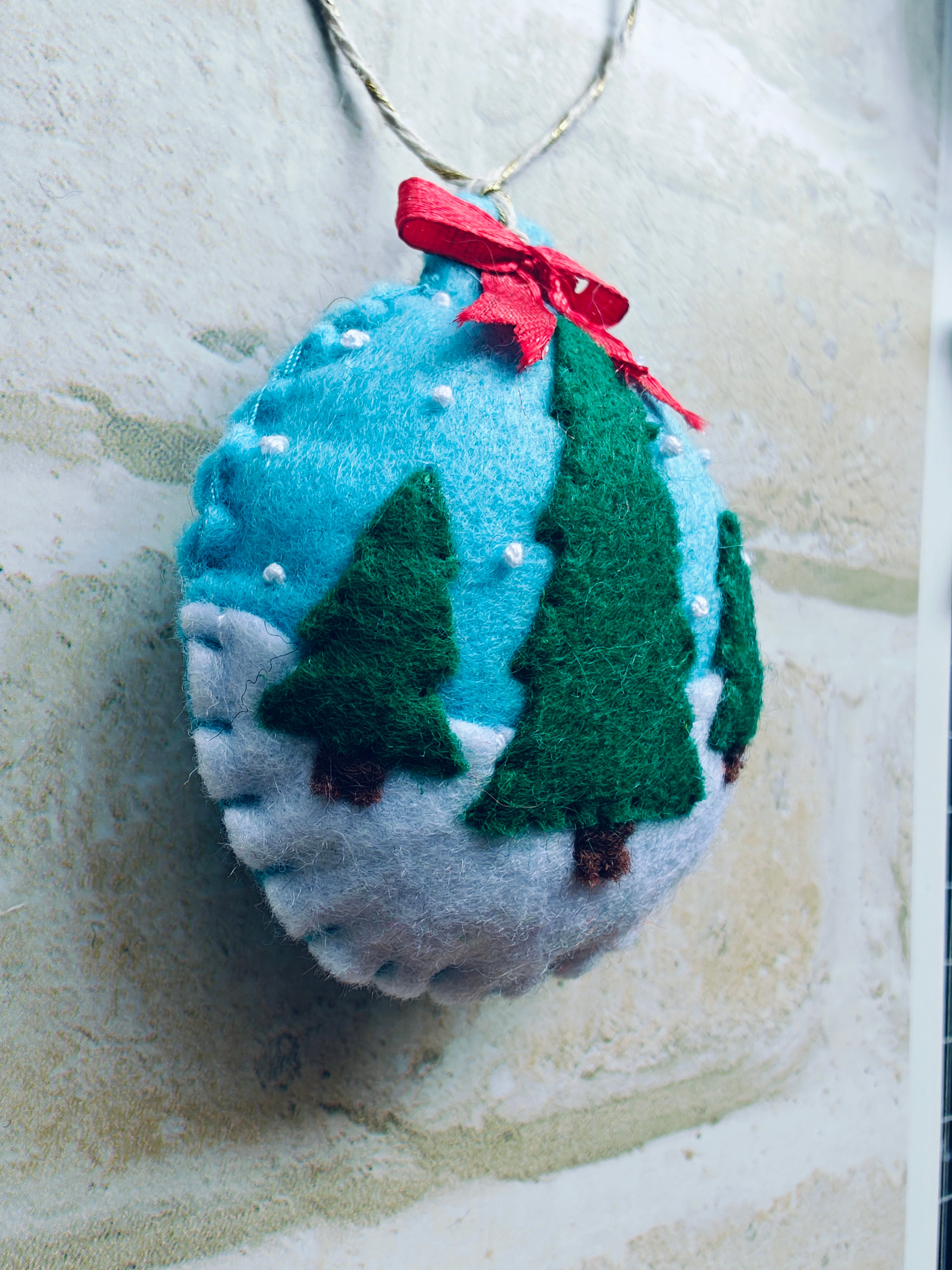 Felt winter pine christmas ornament
