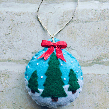 Felt winter pine christmas ornament