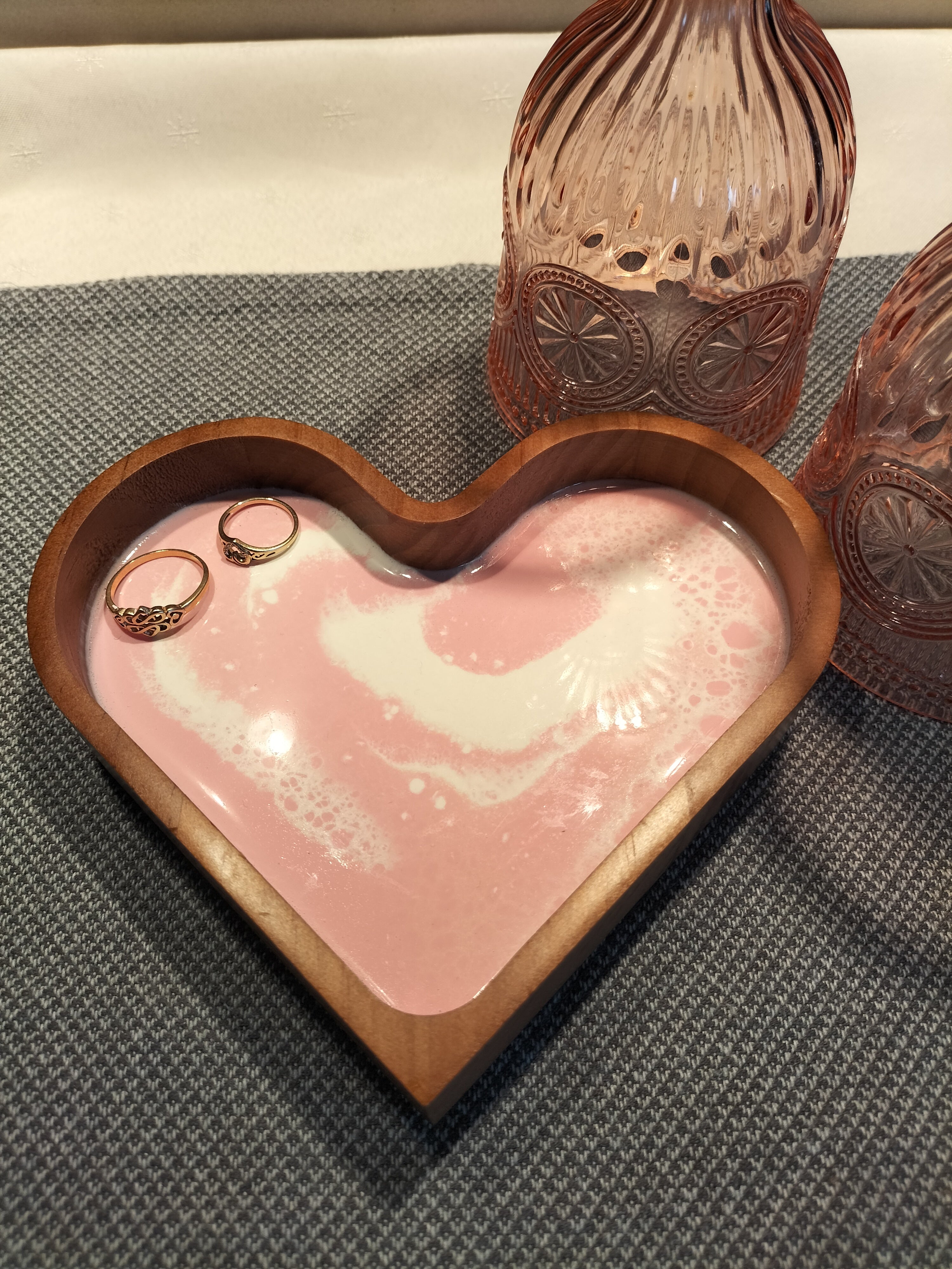 Large love heart trinket trays