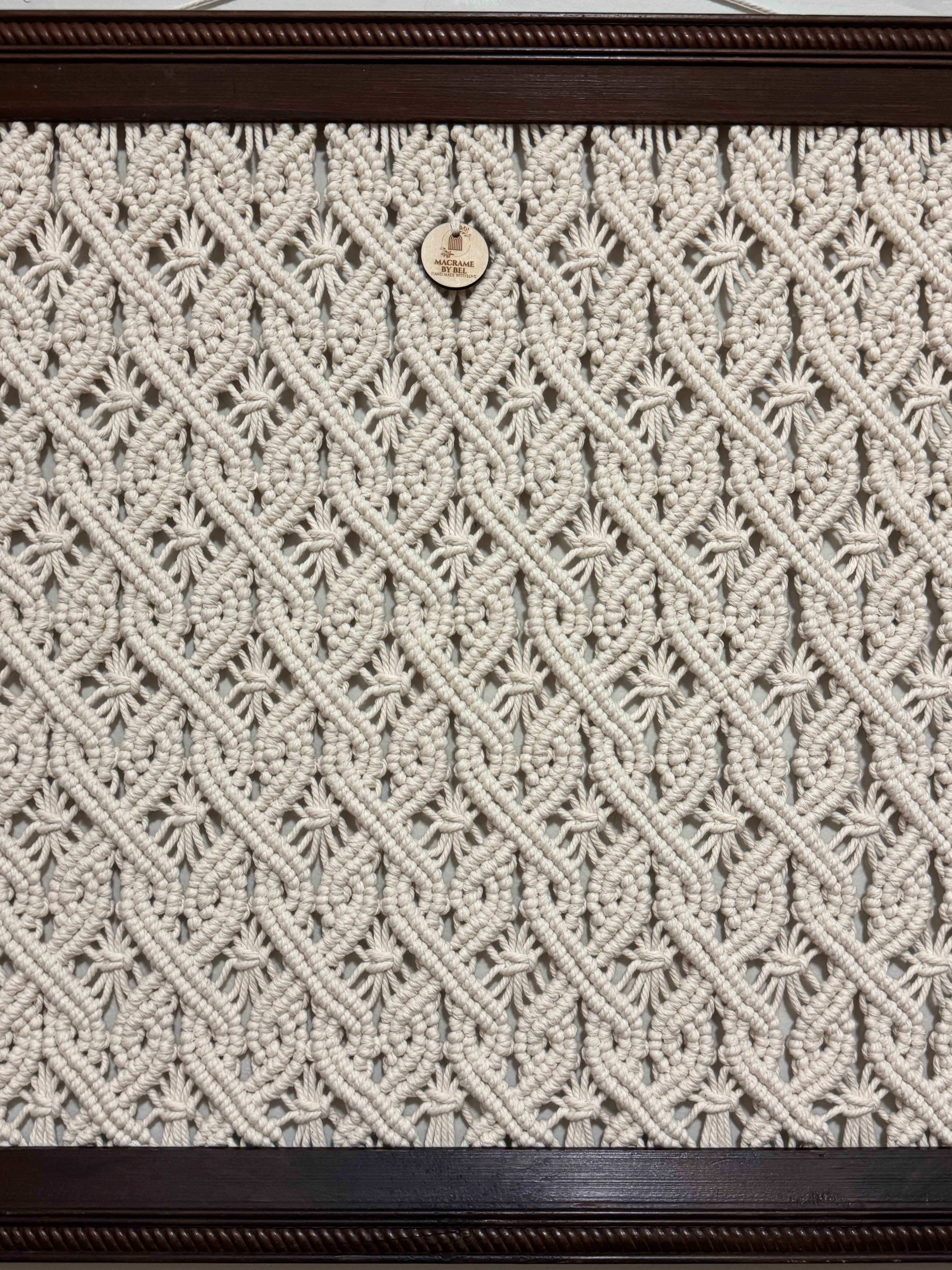 Macrame Celtic Knot in timber frame