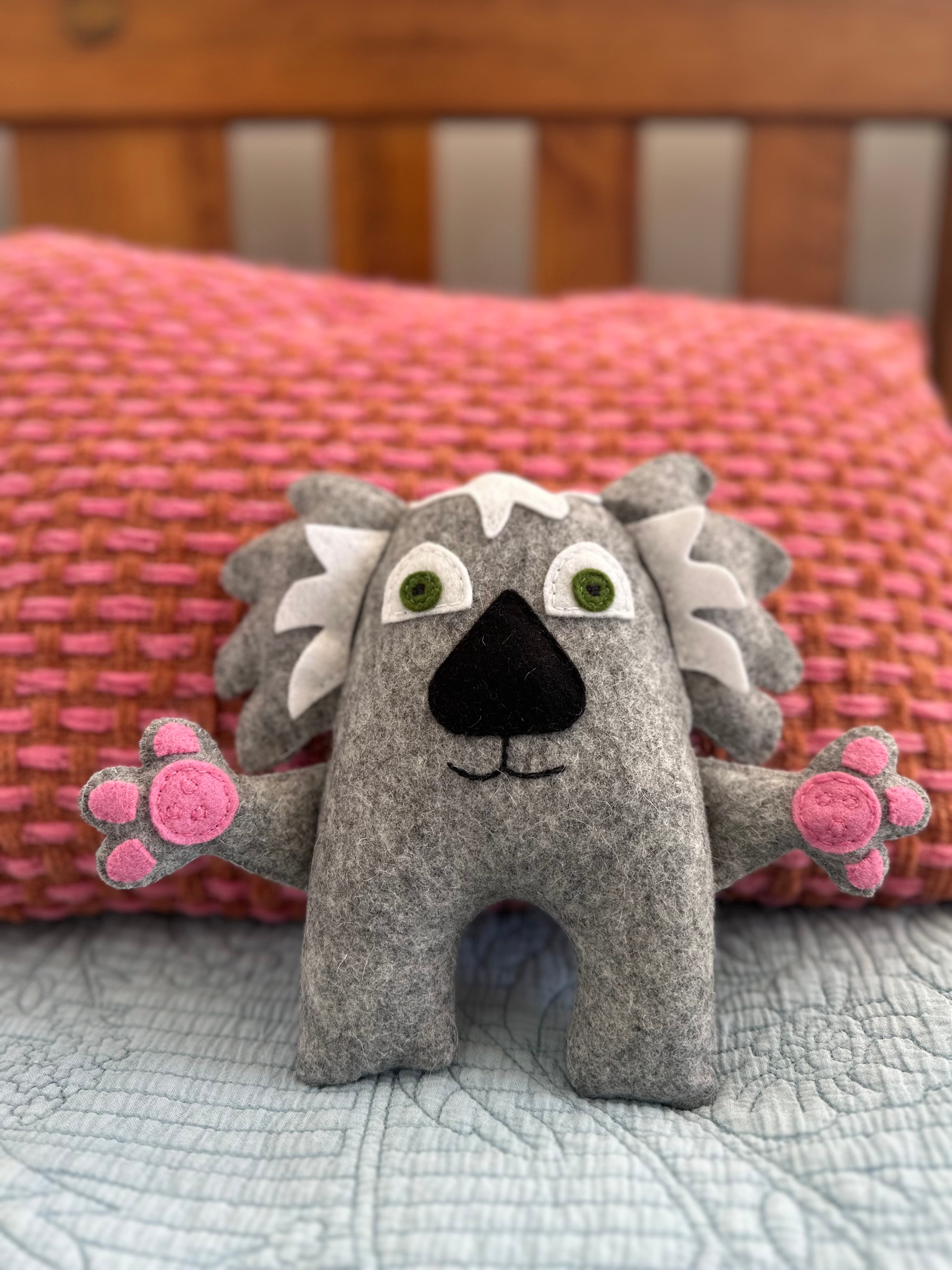 Drop bear handmade  soft toy , wool felt