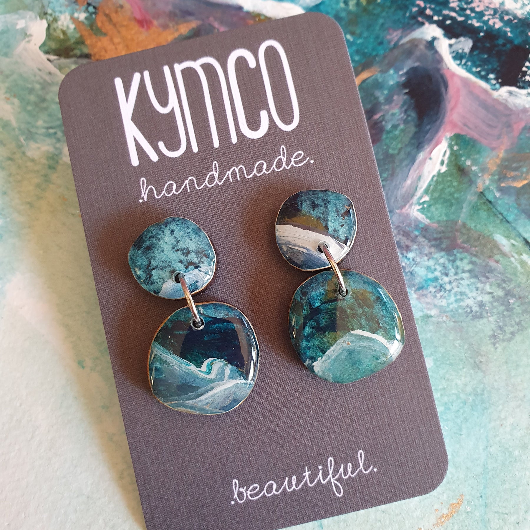 The Opal Daze Collection | Resin art earrings | Large and medium dangle | Pendant