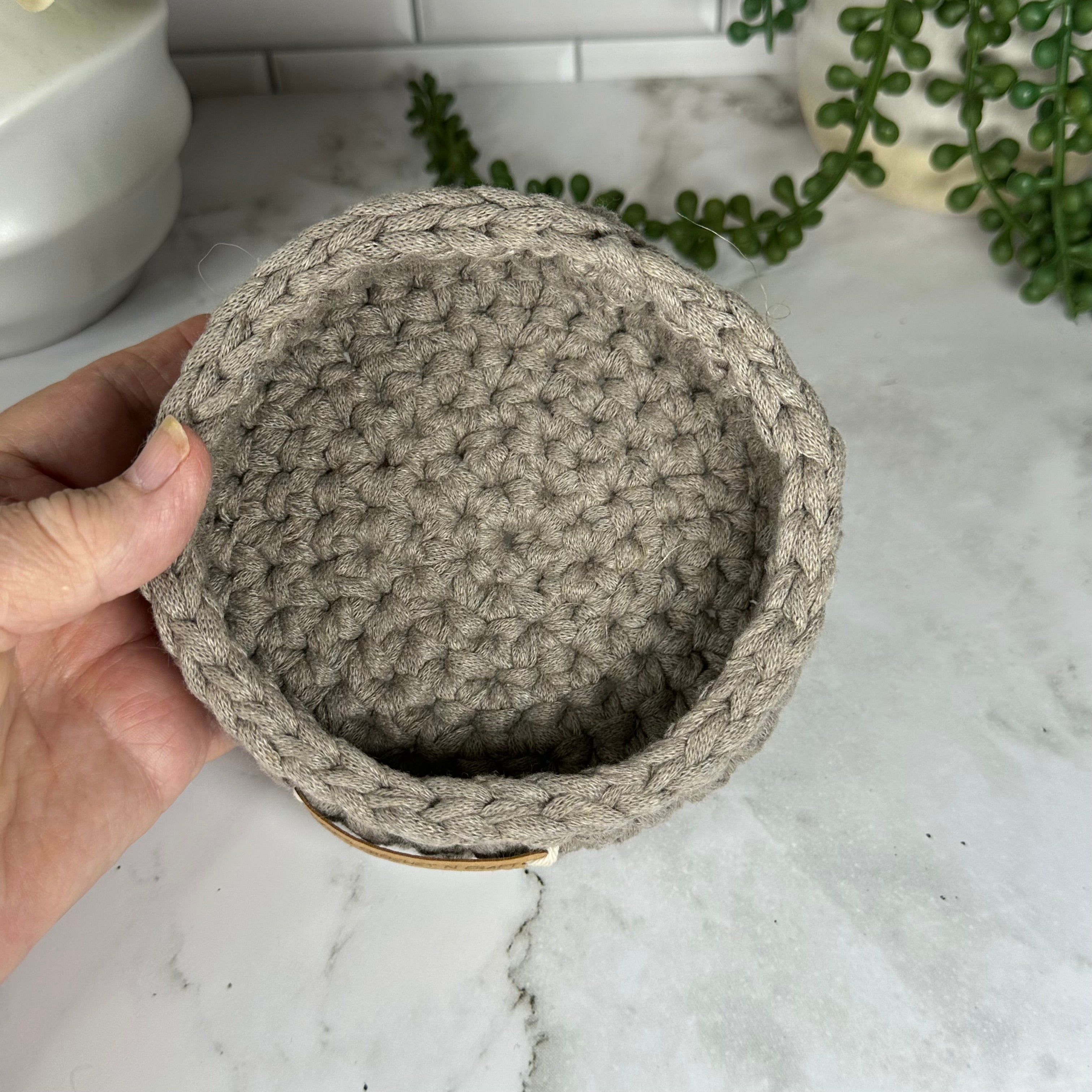 Trinket size Beige Crochet Basket