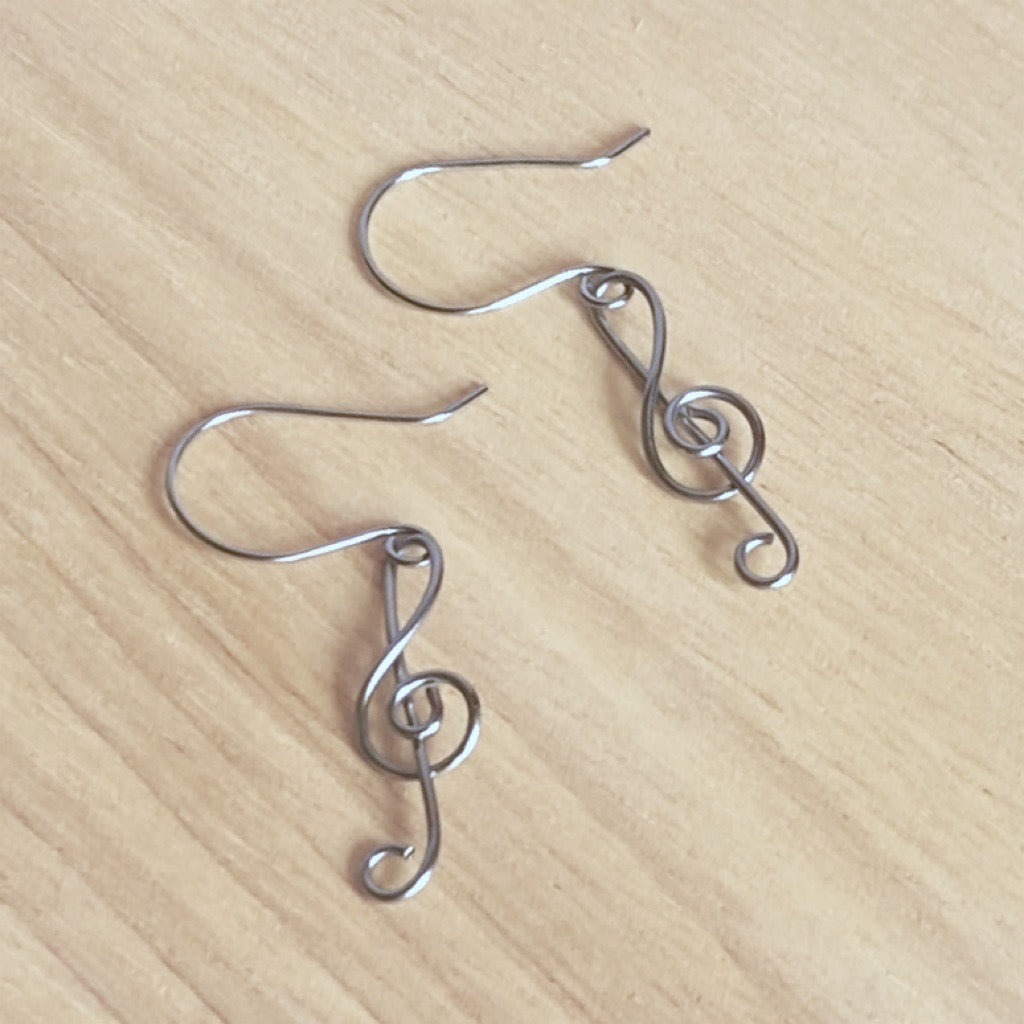 Treble clef dangle earrings  | sterling silver or stainless steel | Music lover gift