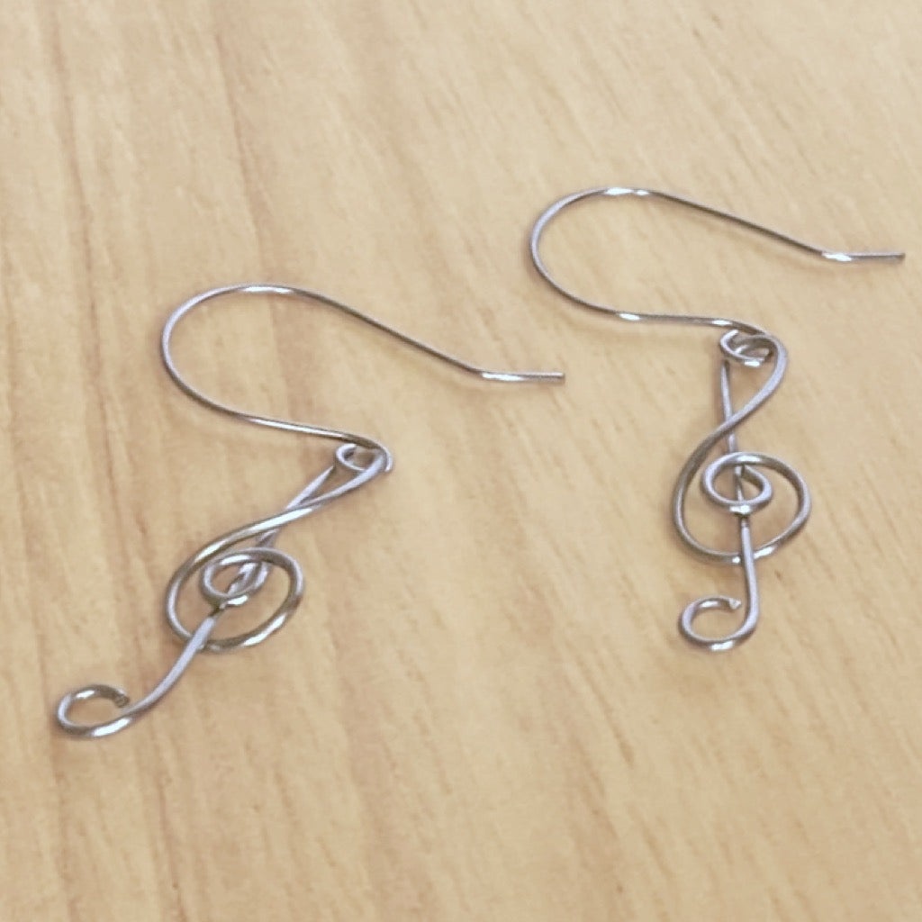 Treble clef dangle earrings  | sterling silver or stainless steel | Music lover gift