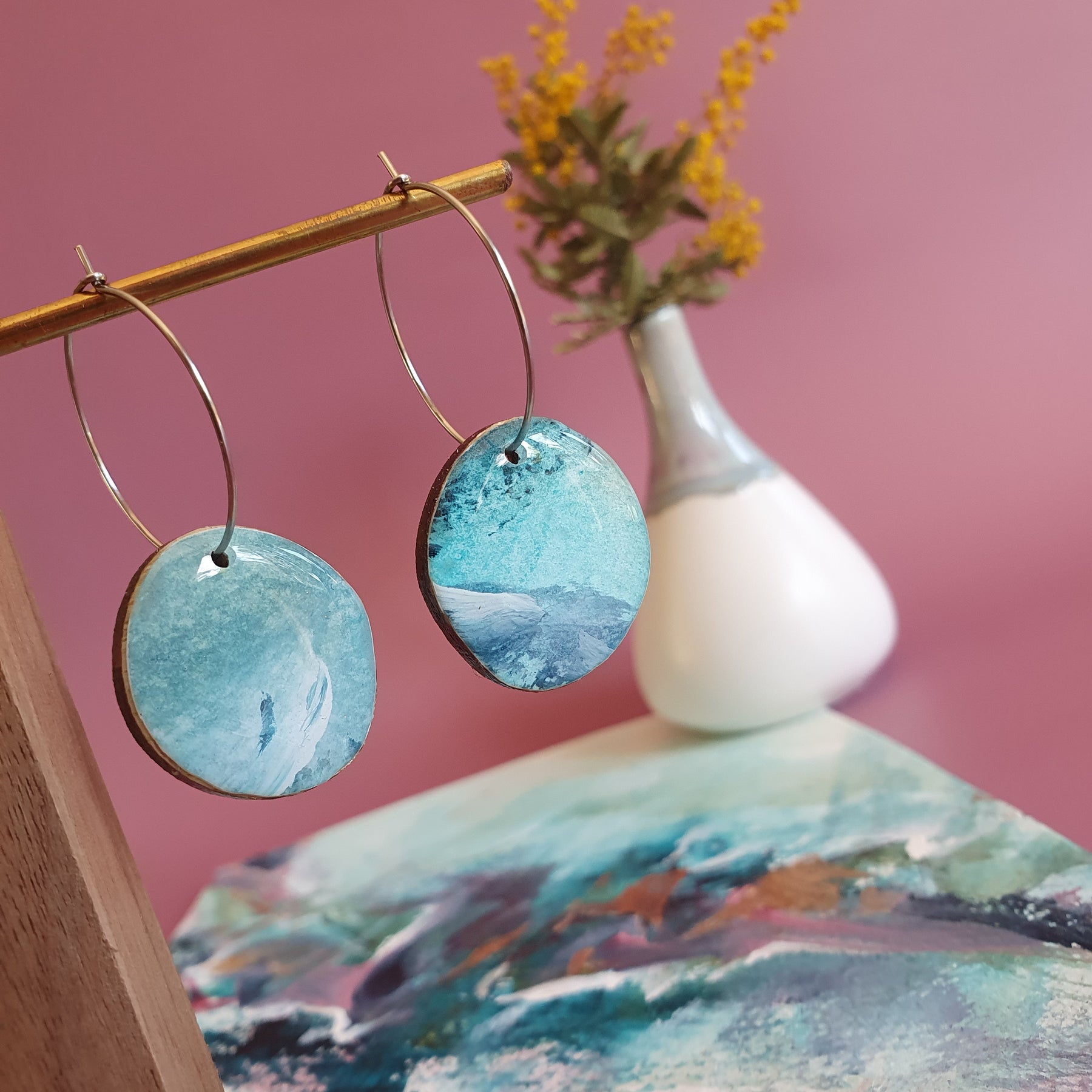 The Opal Daze Collection | Resin art earrings | Large and medium dangle | Pendant