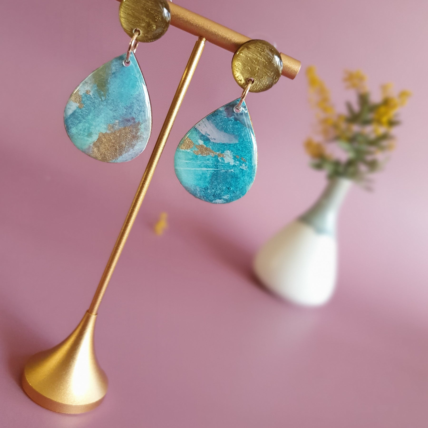 The Opal Daze Collection | Resin art earrings | Large and medium dangle | Pendant