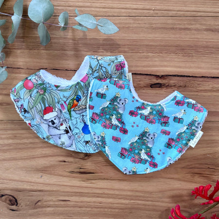 Christmas Baby Bibs Set - Blue Koalas