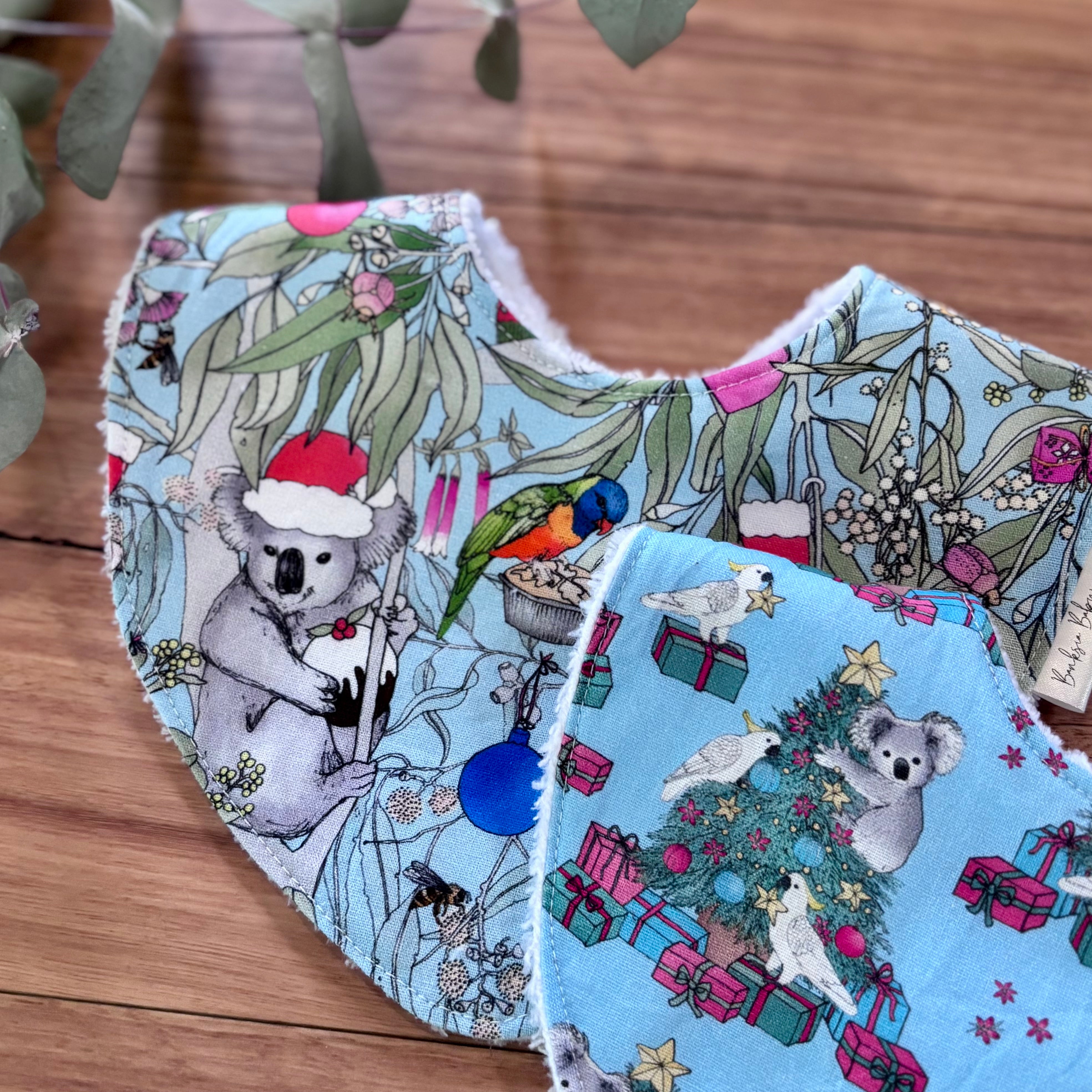Christmas Baby Bibs Set - Blue Koalas
