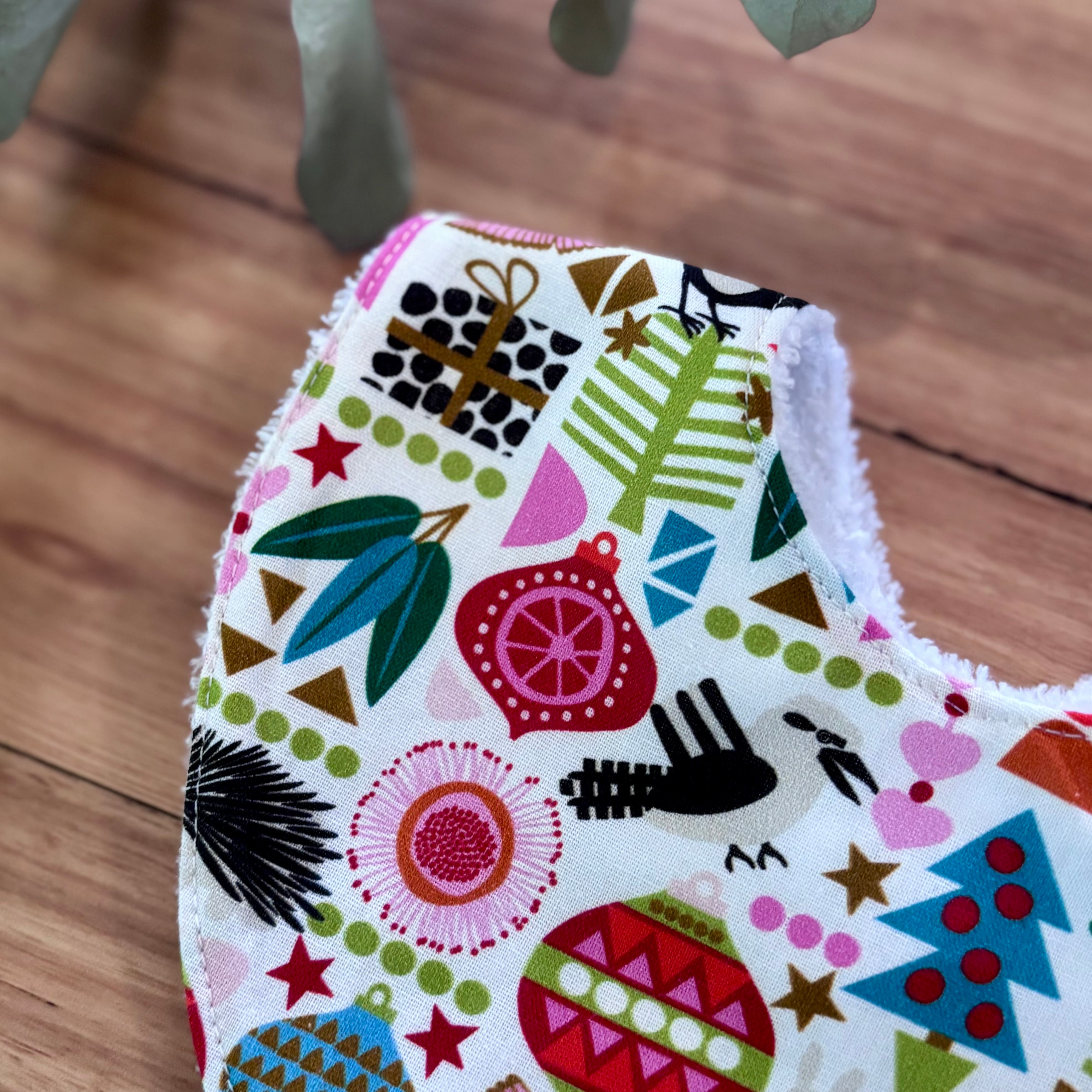 Christmas Baby Bibs Set - White and Red Aussie Animals