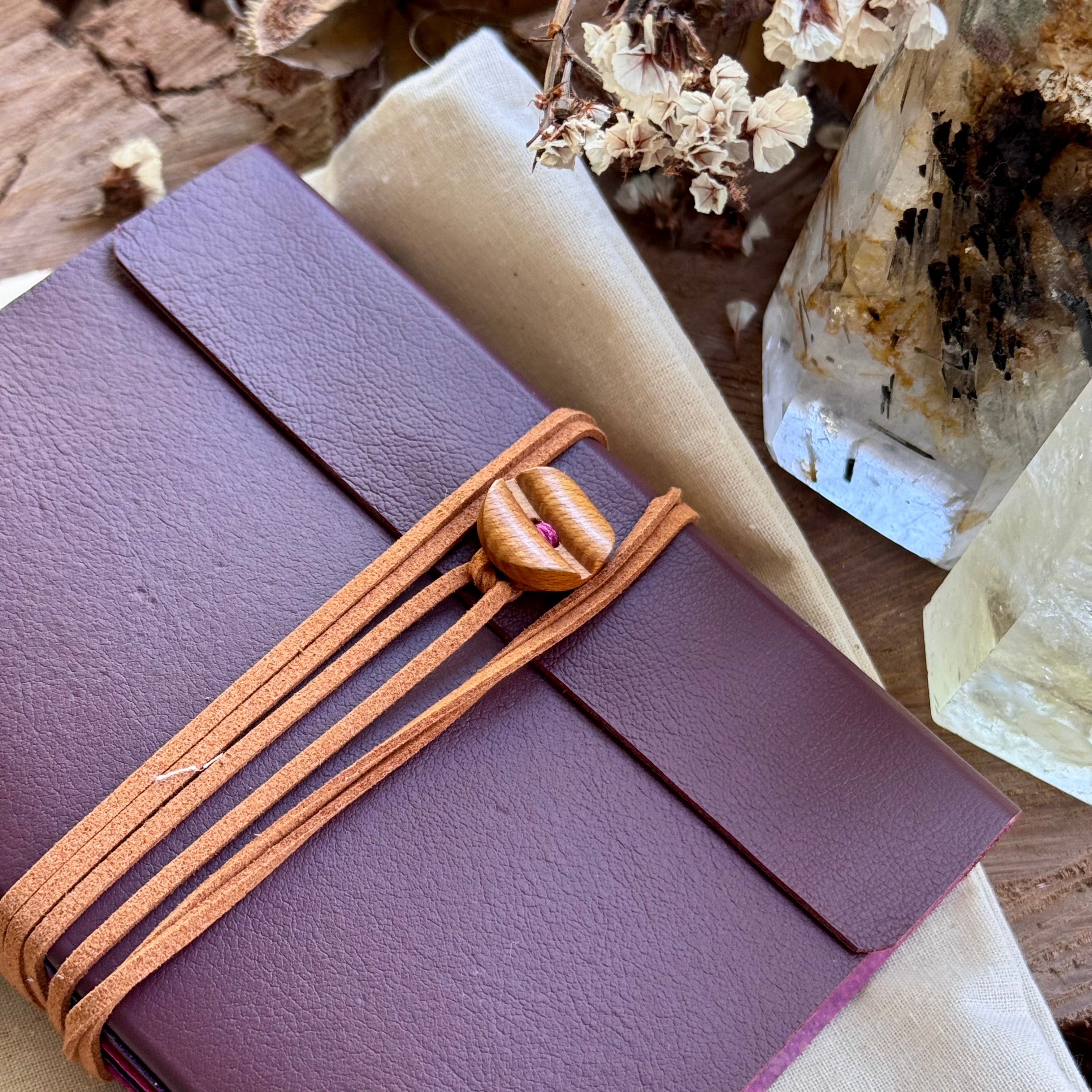 A6 Burgundy Leather Straight Stitched Journal