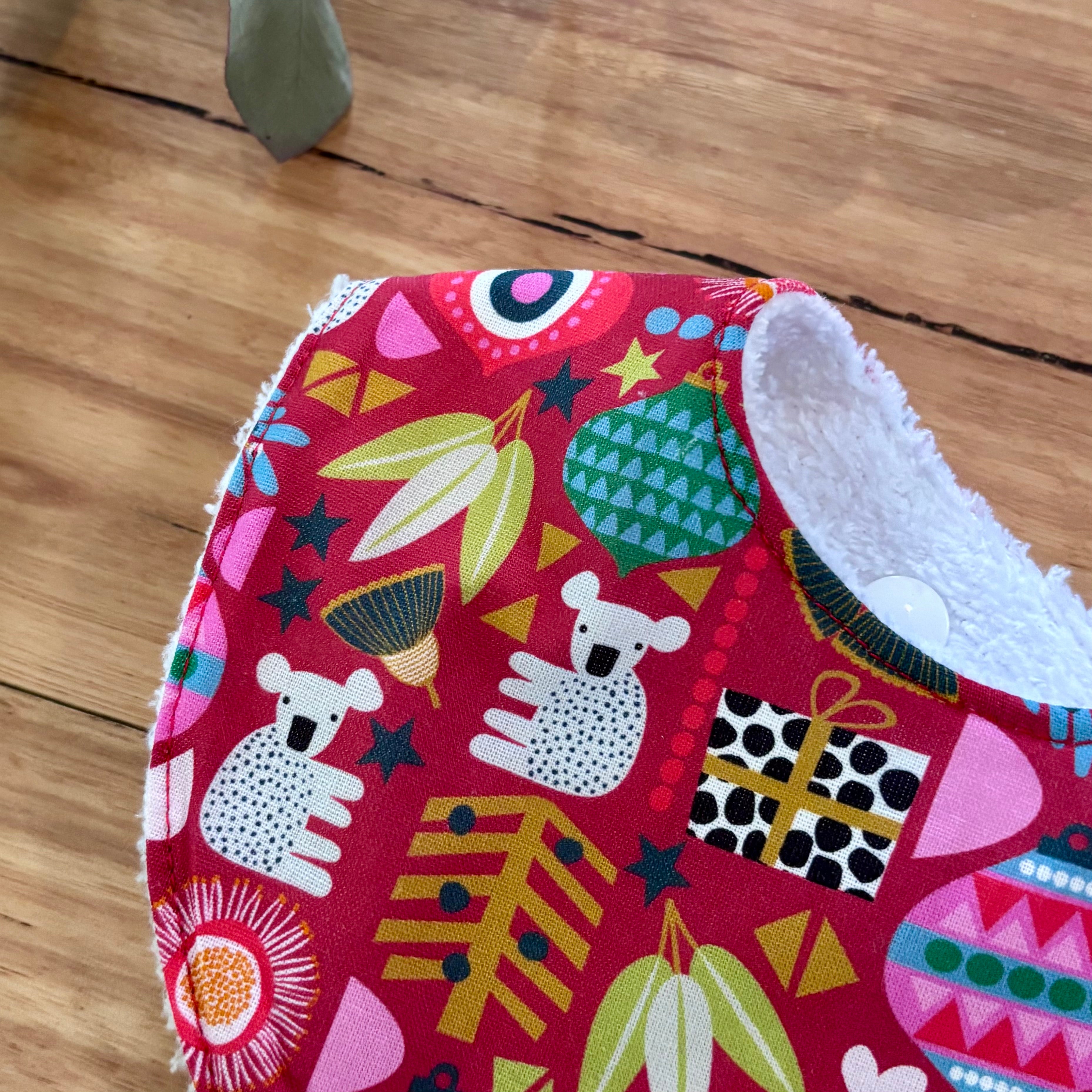 Christmas Baby Bib and Bow Set - Red Koalas