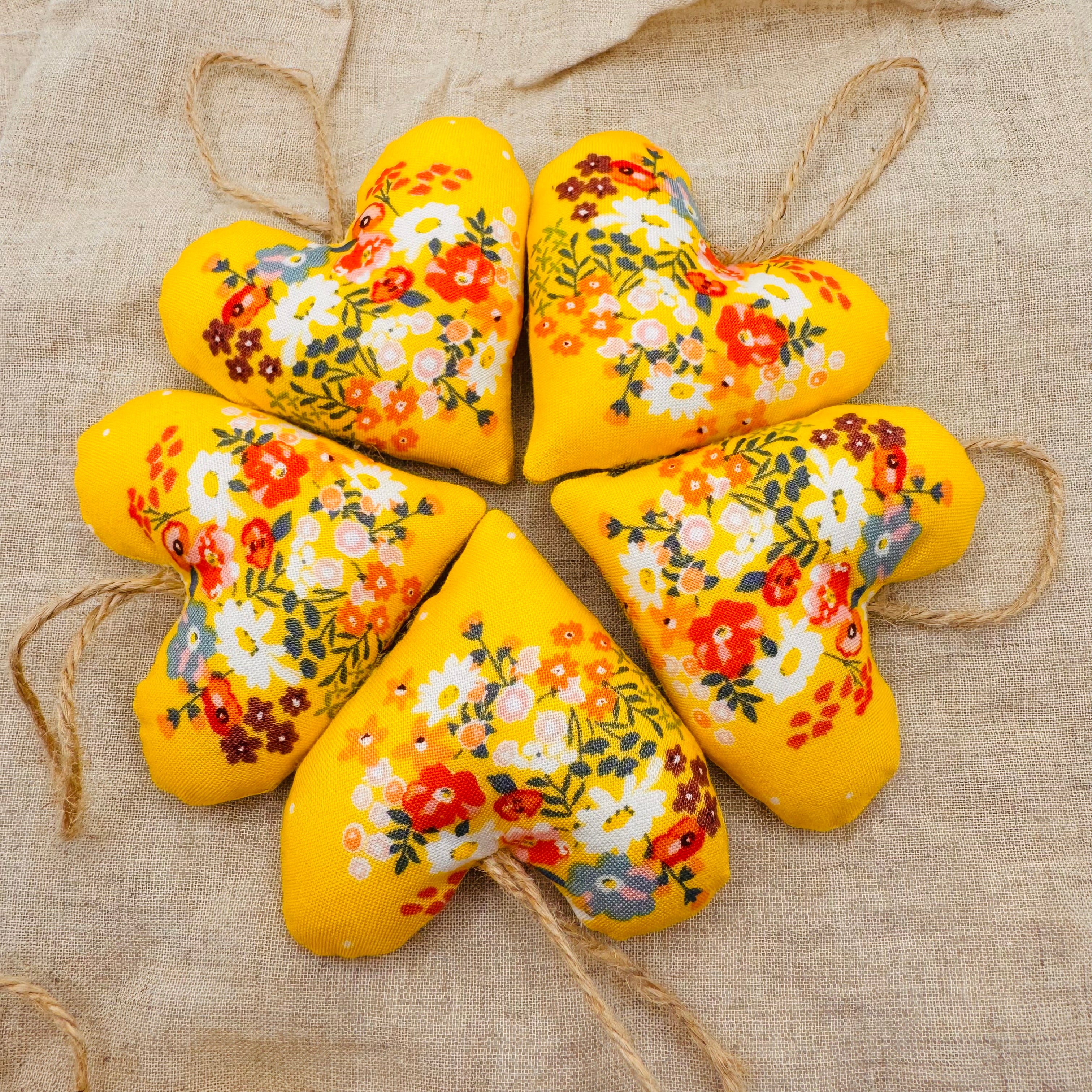 Hearts - Yellow Floral (pack of 5)