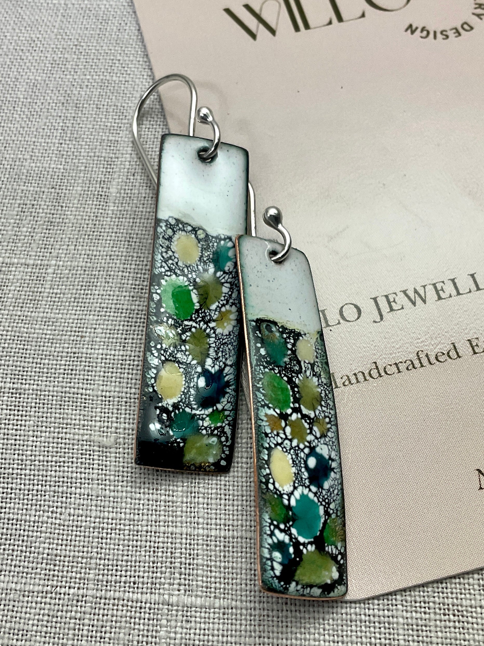 Rock Pools. Handmade enamel earrings