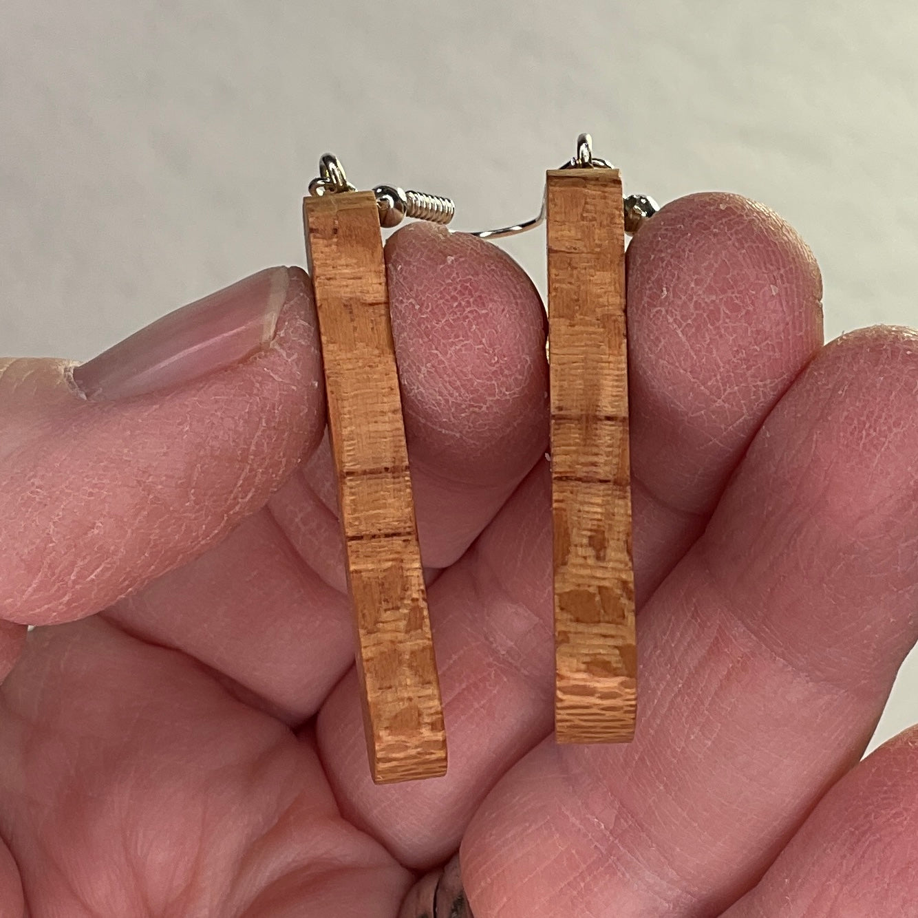 Wooden Earrings in Silky Oak - Handmade Unique One of a Kind Earrings