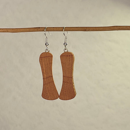 Wooden Earrings in Silky Oak - Handmade Unique One of a Kind Earrings