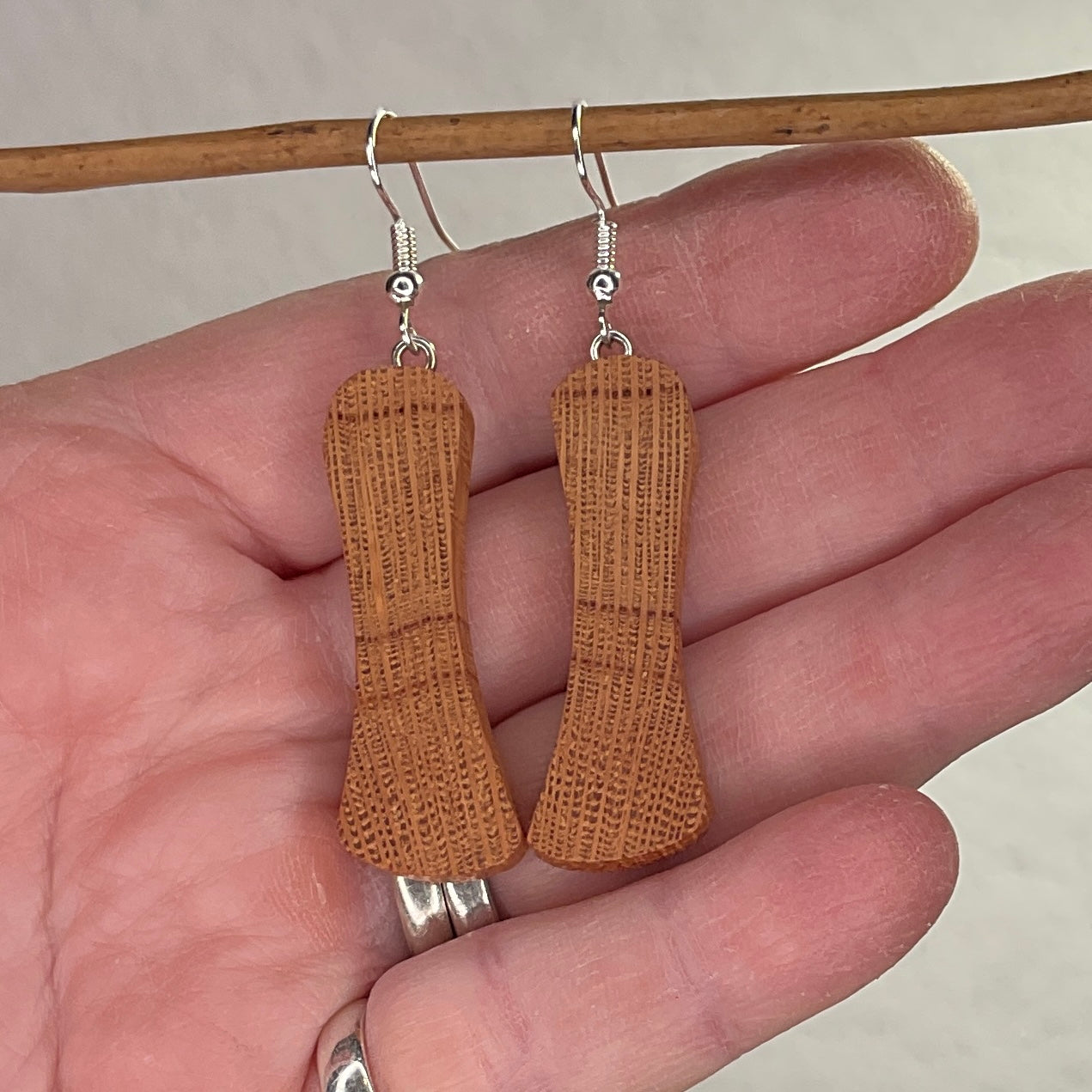 Wooden Earrings in Silky Oak - Handmade Unique One of a Kind Earrings