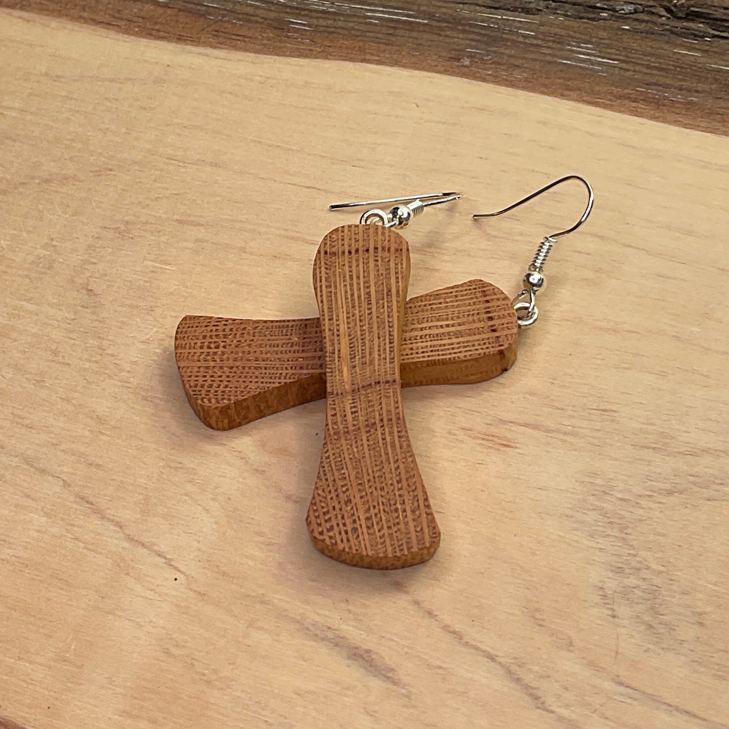 Wooden Earrings in Silky Oak - Handmade Unique One of a Kind Earrings