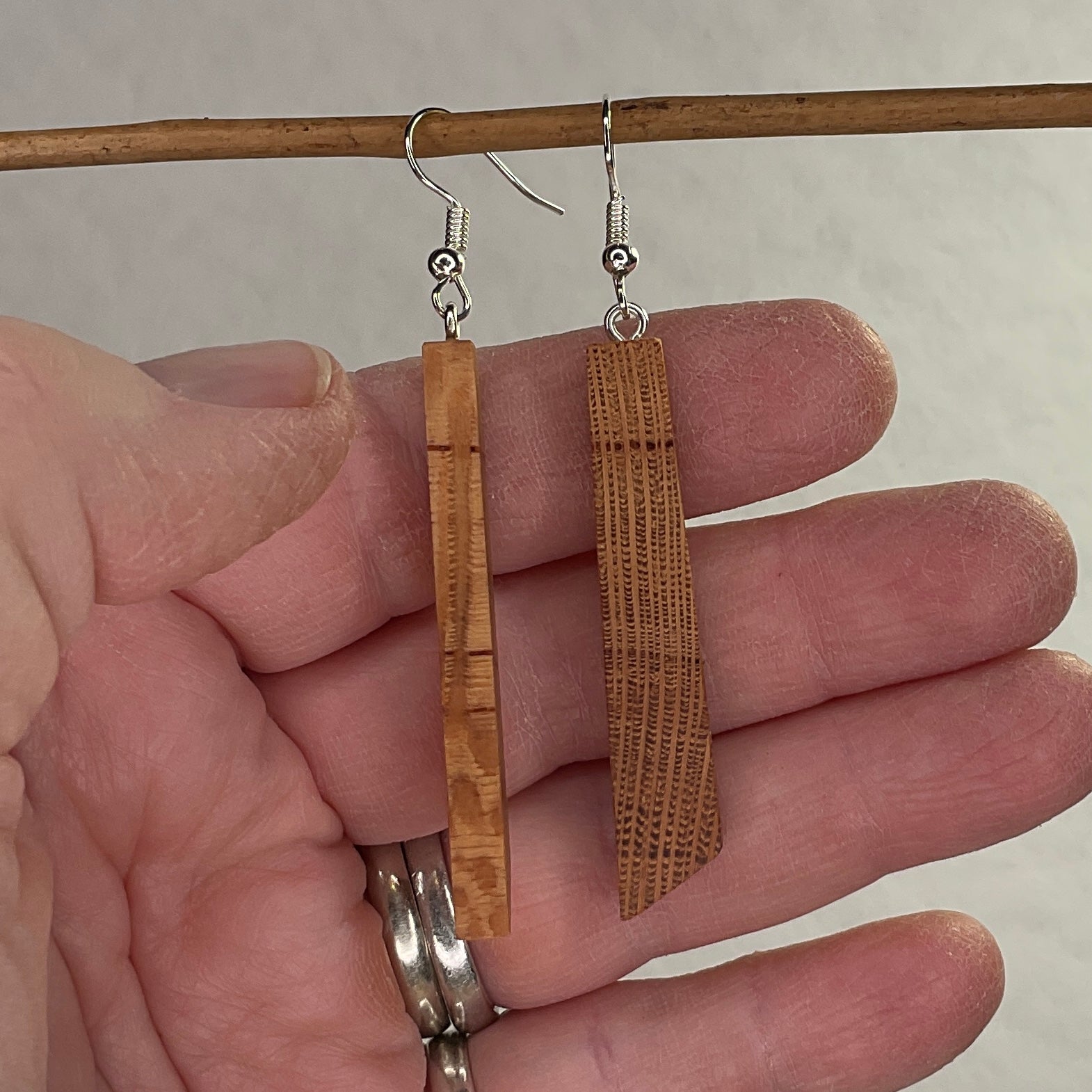 Wooden Earrings in Silky Oak - Handmade Unique One of a Kind Earrings